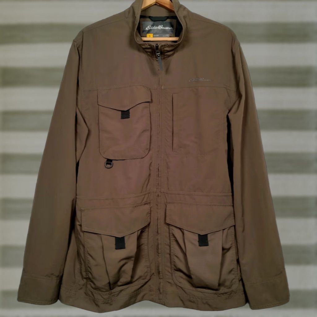 Eddie Bauer Eddie Bauer Travex Jacket Men L Green Nylon Softshell Zip Stand-Up Collar Utility Outdoor Travel Size US L / EU 52-54 / 3 - 1 Thumbnail