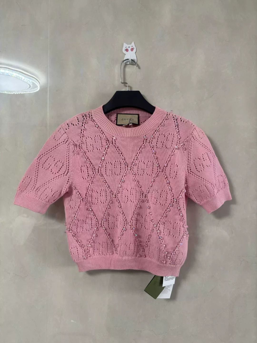 Gucci Gucci Pink Diamond Pattern Short Sleeve Size S / US 4 / IT 40 - 1 Thumbnail