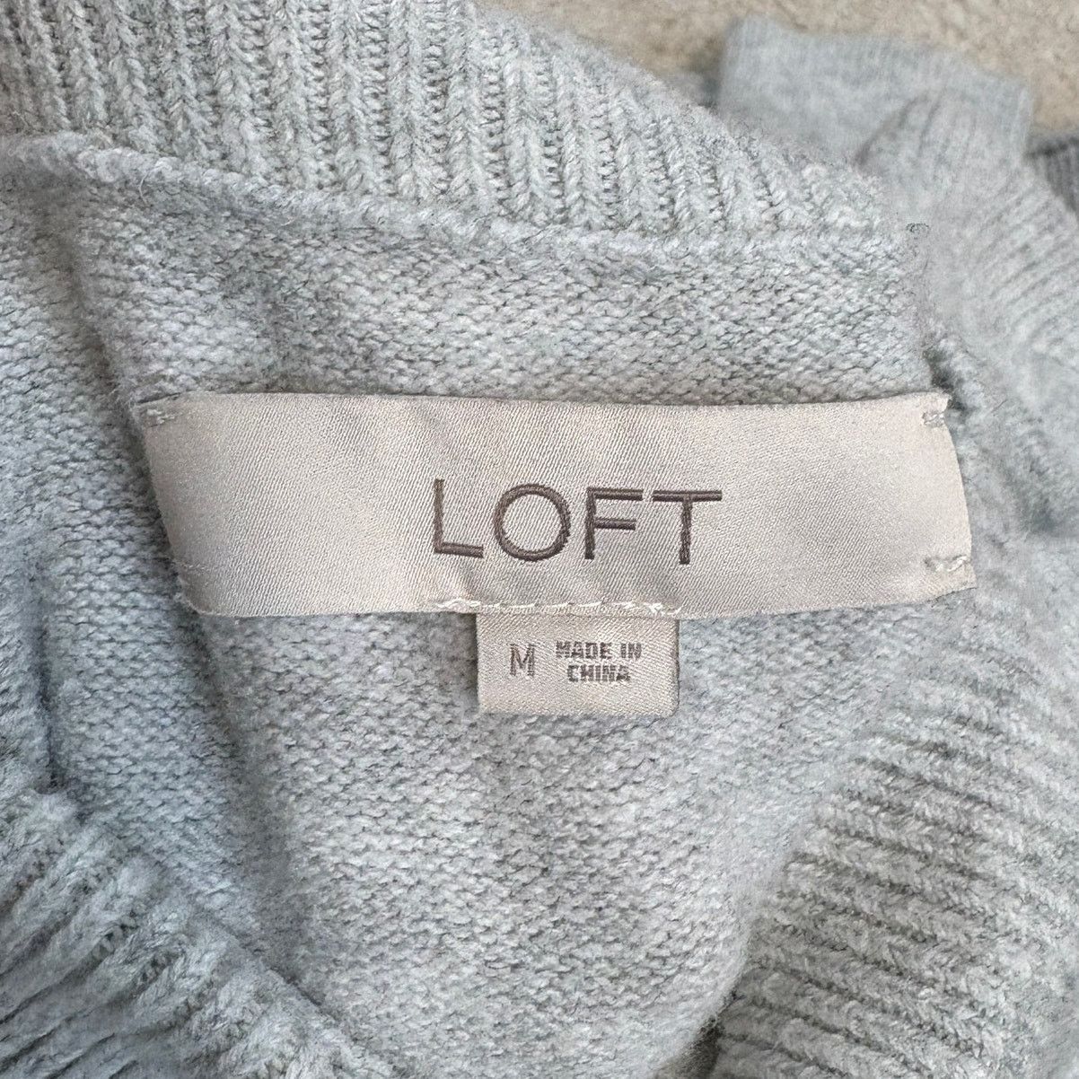 Loft LOFT French Bulldog Mock Neck Gray Cotton-Blend Sweater M Size M / US 6-8 / IT 42-44 - 4 Thumbnail