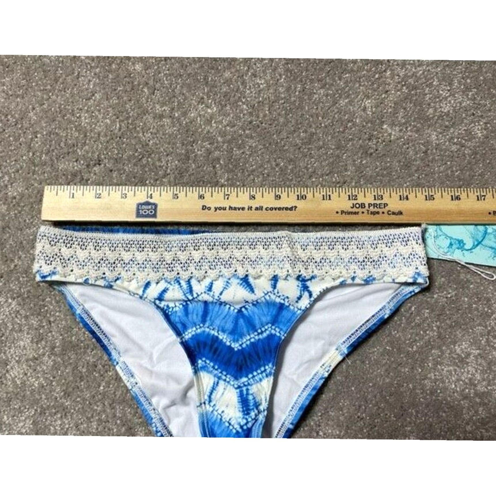 Vintage Eco Swim Bikini Bottom Womens Size 6 Blue Tie Dye Beach Coastal Chic Hippie Lace Elastic Waist Lightweight Size 28" / US 6 / IT 42 - 4 Thumbnail
