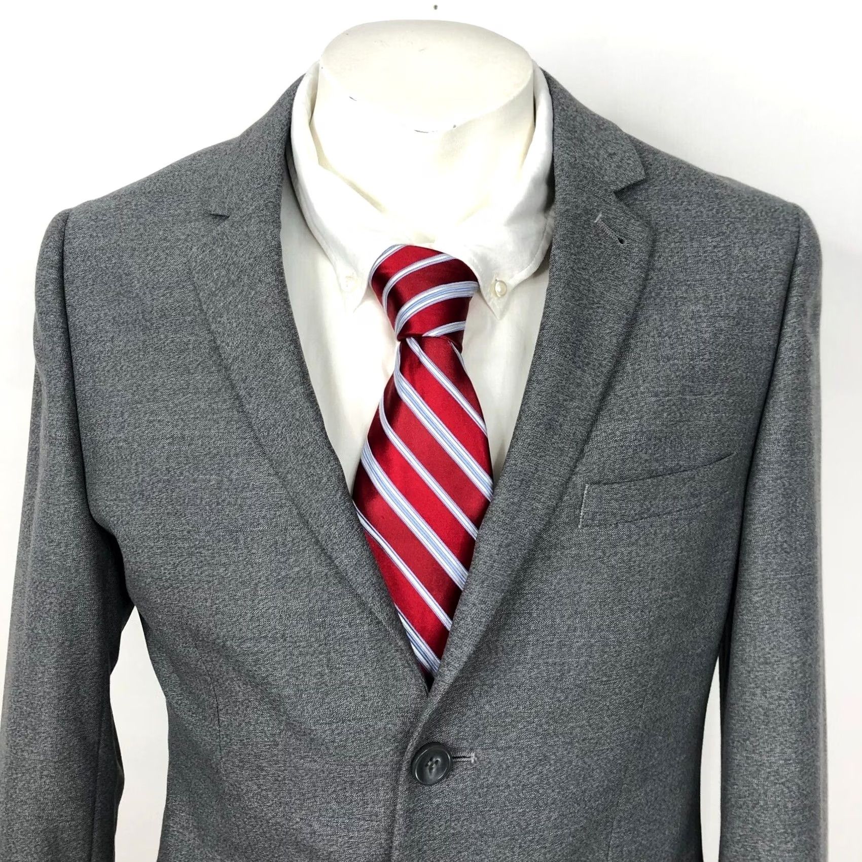 Topman Topman US 38 Men’s Wool Blend Two-Button Blazer Sport Coat Jacket Light Gray Size 38R - 2 Thumbnail