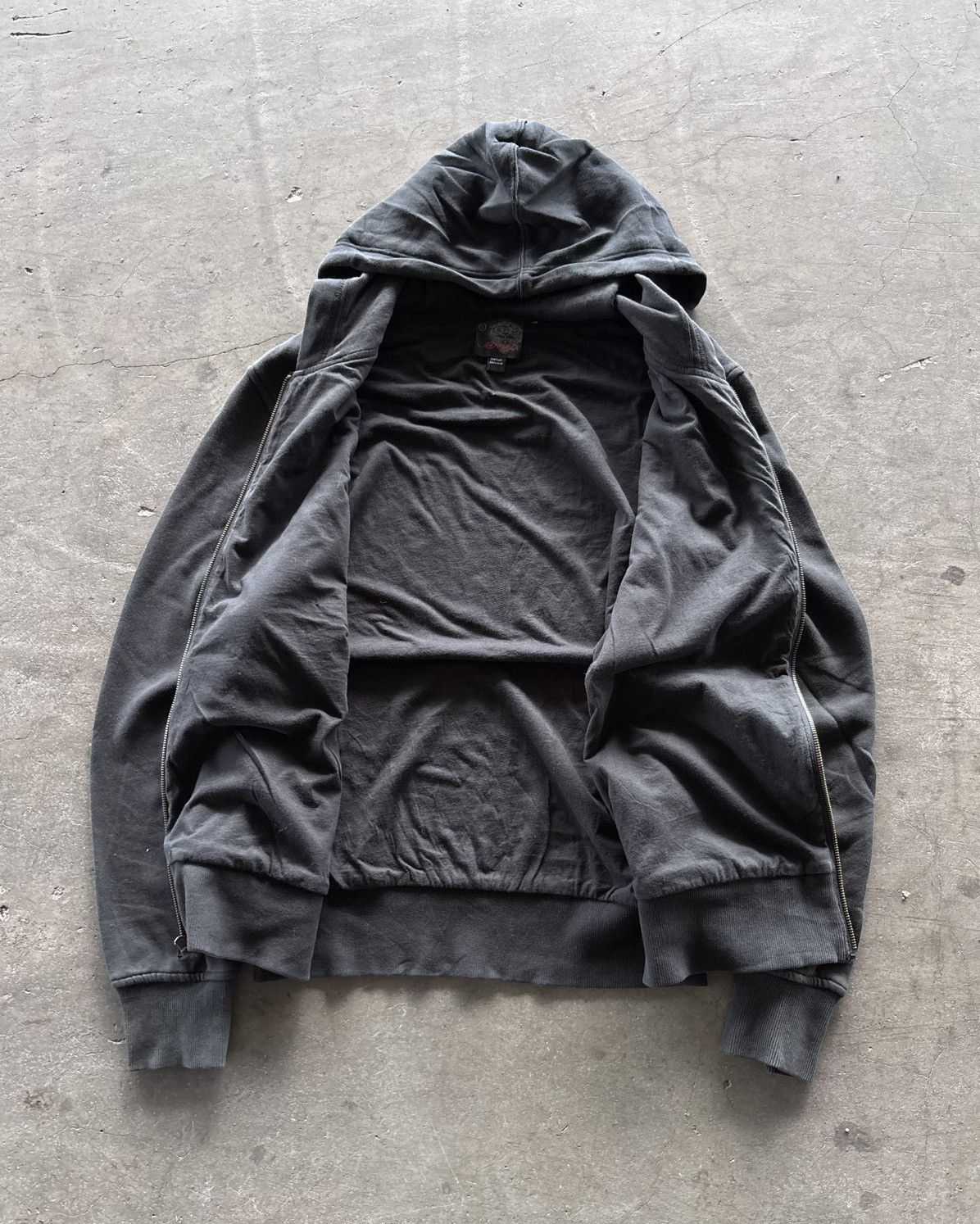 Ed Hardy Ed Hardy Tattooing Faded Black Double Layered Hoodie Size US L / EU 52-54 / 3 - 8 Thumbnail