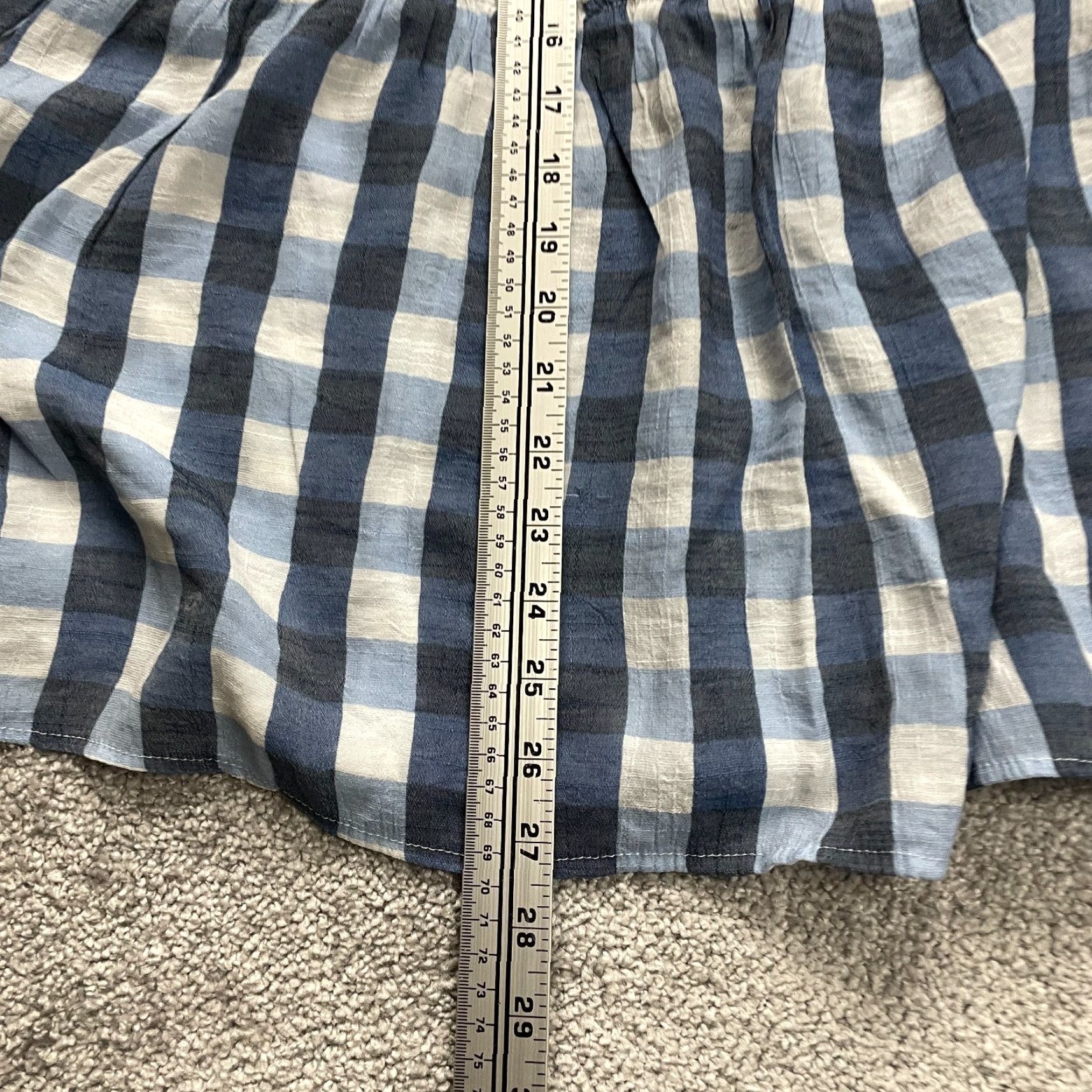 Vintage Robert Louis Blouse Womens 3XL Blue Checkered Short Sleeve V-Neck Casual Top Size XXL / US 16-18 / IT 52-54 - 7 Thumbnail
