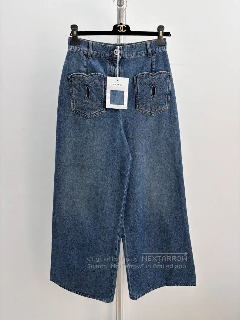 Chanel Chanel Blue high-waisted long double-c wide-leg jeans Size 24" / US 00 / IT 34 - 1 Thumbnail