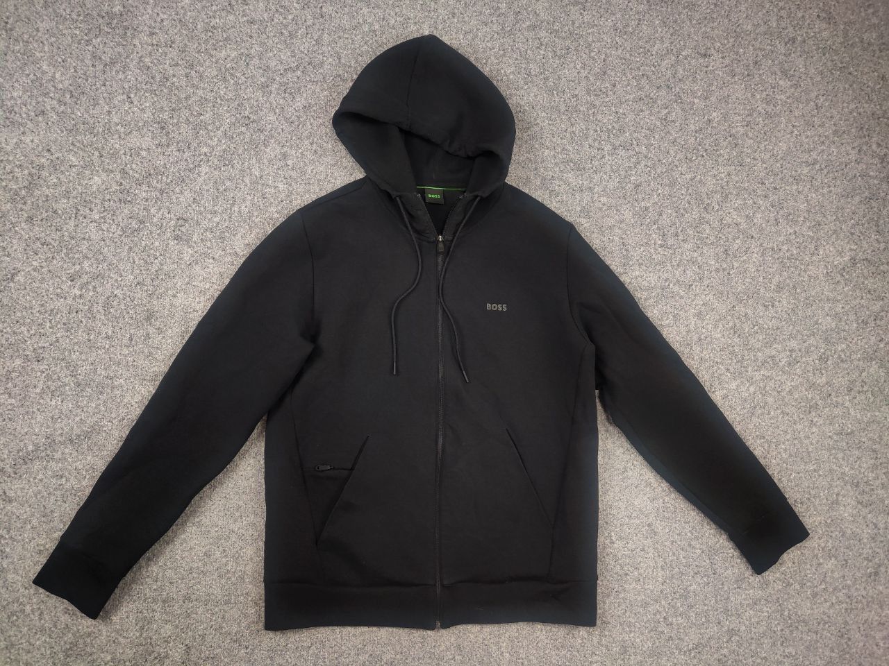 Hugo Boss Boss Through Saggy Black Logo Zip Pocket Hoodie Sweatshirt Size US L / EU 52-54 / 3 - 5 Thumbnail