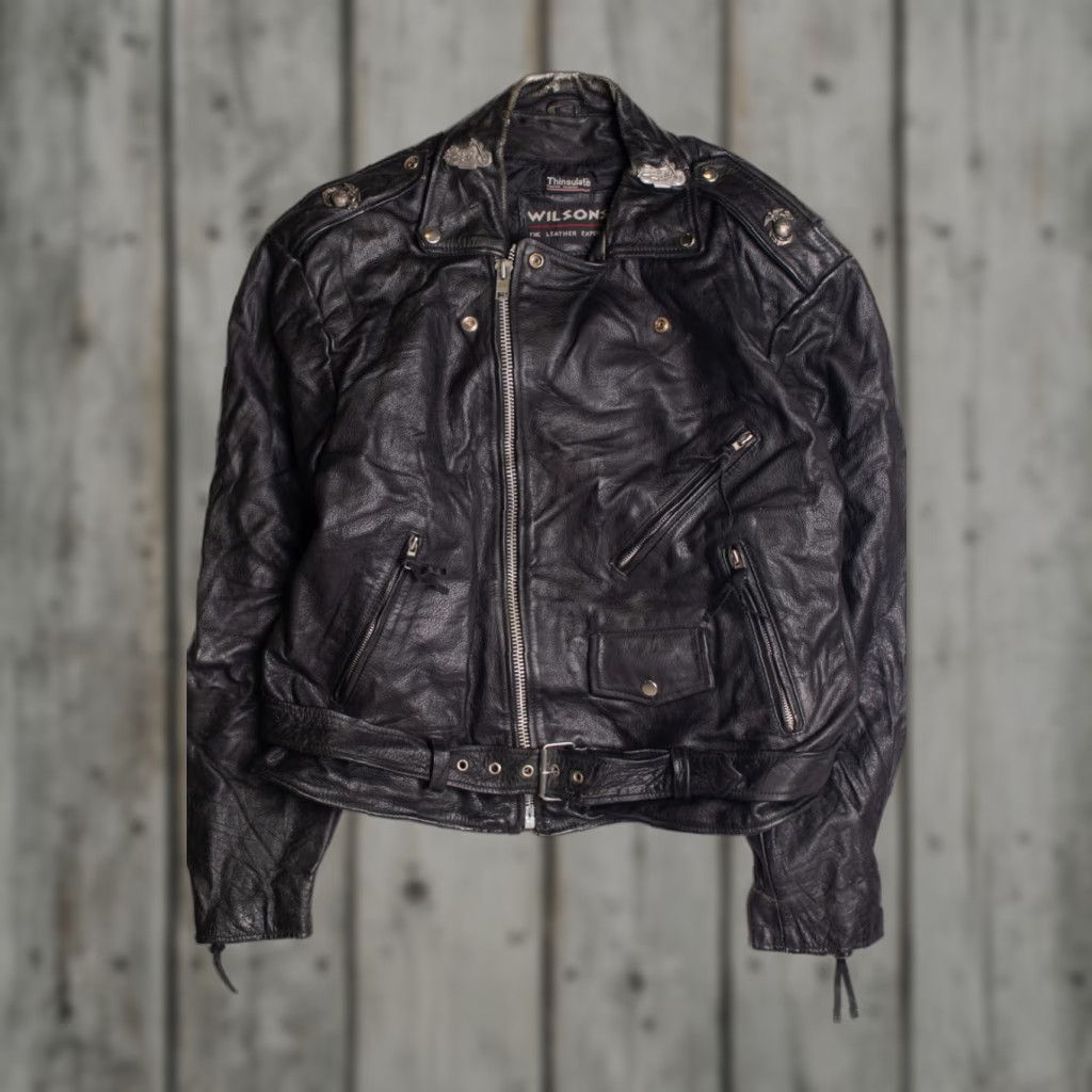 Vintage VINTAGE Wilsons Leather Jacket Black XX-Large Thinsulate Motorcycle Jacket Mens Size US XXL / EU 58 / 5 - 1 Thumbnail