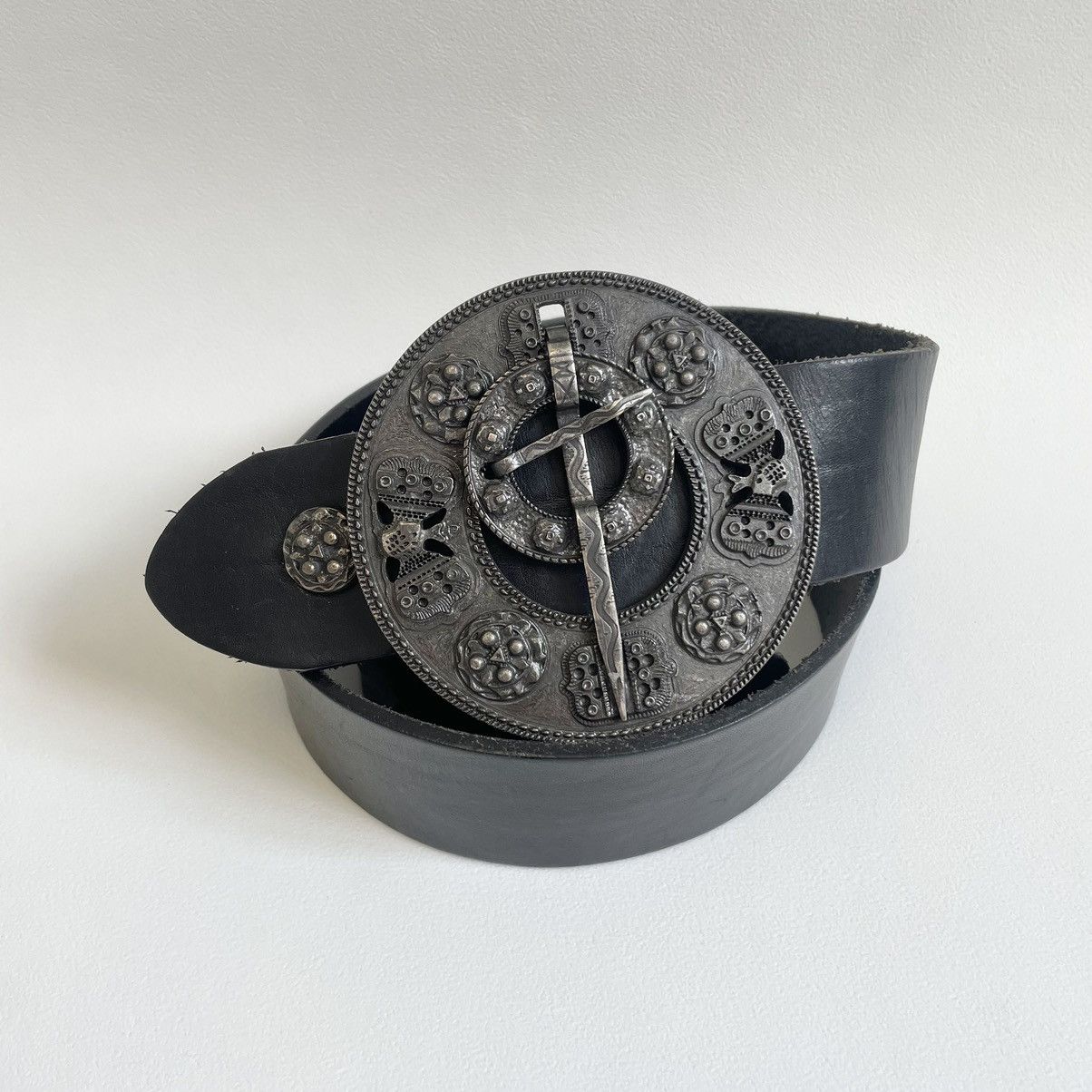 Dries Van Noten Early 2000s Dagger Western Buckle Belt Size 32 - 12 Thumbnail