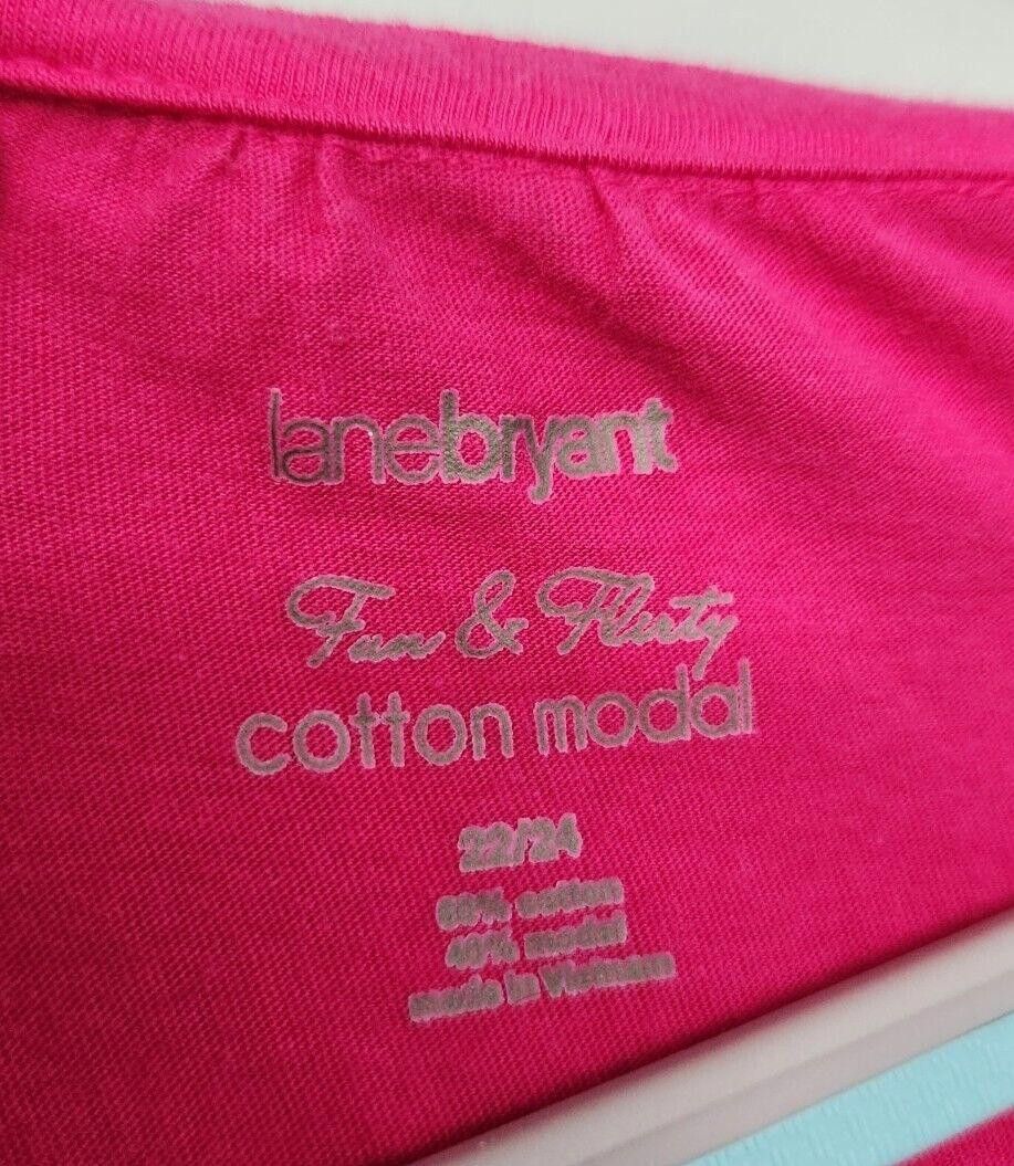 Designer Lane Bryant Fun And Flirty Top 22/24 3x Plus Pink Size 3XL / US 20-22 - 2 Thumbnail