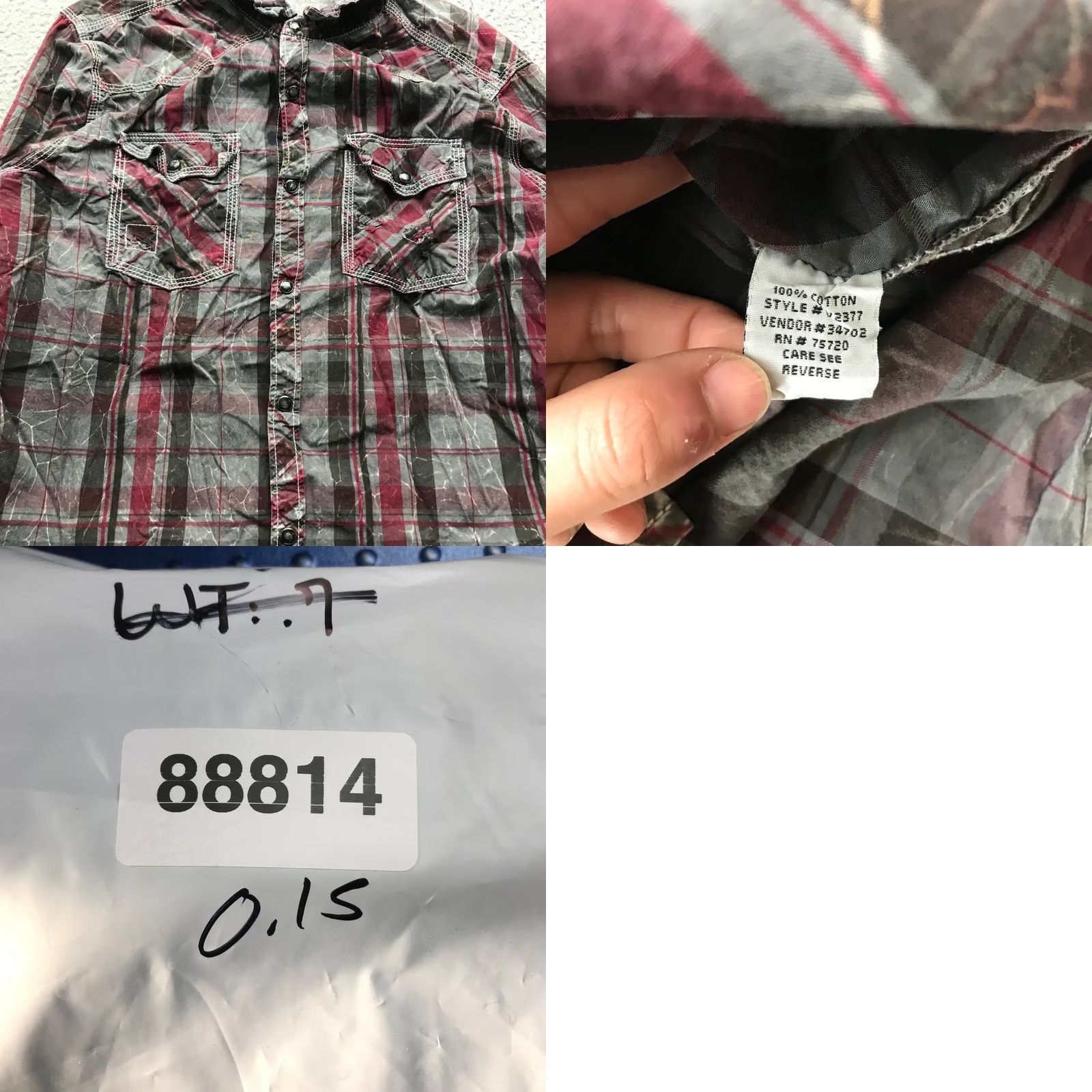 BKE BKE Plaid Snap Flannel Shirt Mens M Long Sleeve Gray Red Size US M / EU 48-50 / 2 - 8 Thumbnail