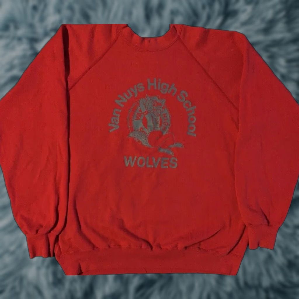 Vintage VINTAGE Van Nuys High School Faded Sweatshirt S Red 80s 70s College Sports Track & Field Pullover Hoodie Mens Size S Size US S / EU 44-46 / 1 - 1 Thumbnail