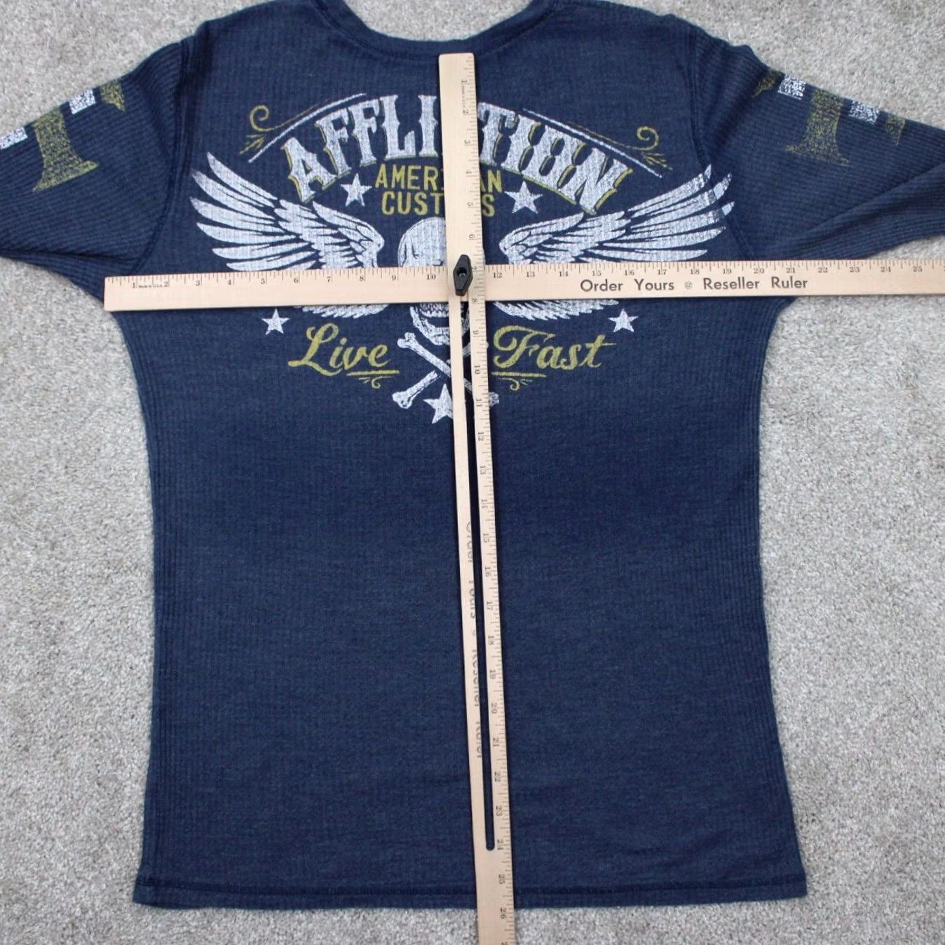 Vintage American Fighter Shirt Adult Large Blue L/S Pullover Waffle Knit Mock Neck Size US L / EU 52-54 / 3 - 6 Thumbnail