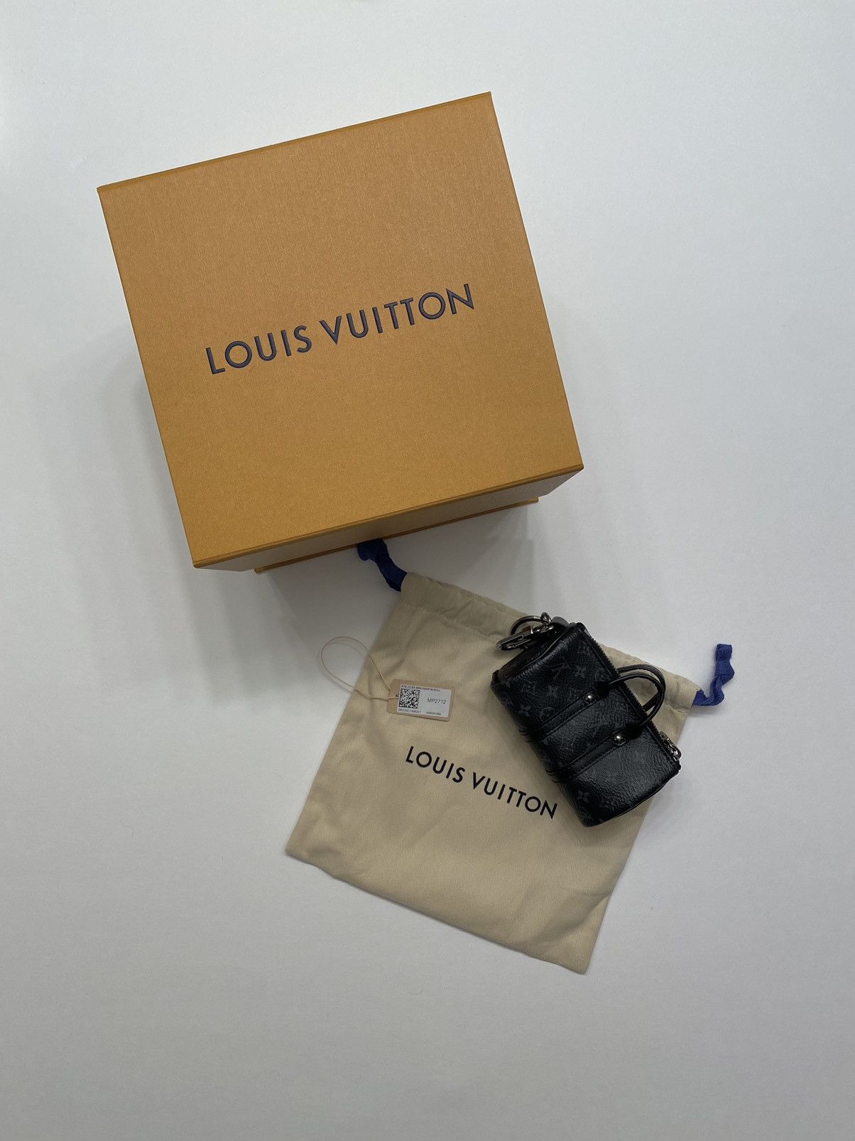 LOUIS VUITTON Monogram Eclipse Mini Keepall Bag Charm Key Holder Black  1164790