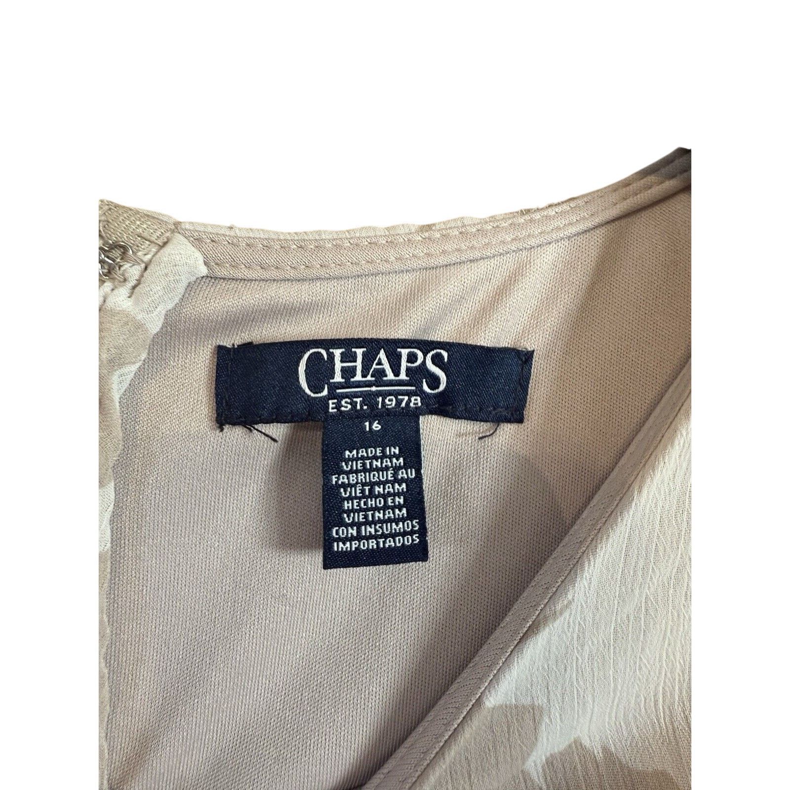 Chaps Chaps Khaki White High-Low Floral Dress Size XXL / US 16-18 / IT 52-54 - 4 Thumbnail