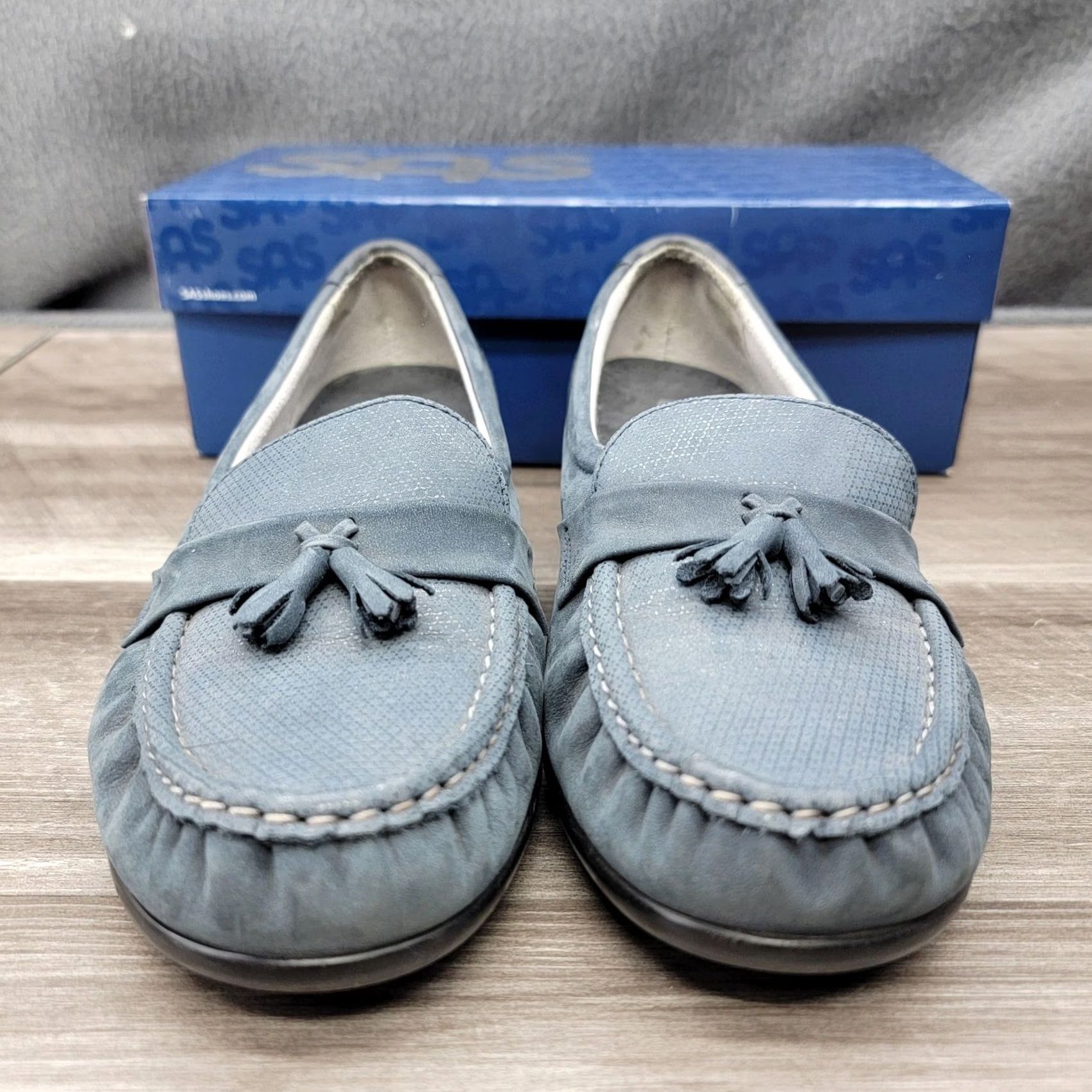 SAS SAS Taylor Jeans Shoes Womens Size 9 W Blue Loafer Tassel Comfort Slip On Shoes Size 30" / US 8 / IT 44 - 2 Thumbnail