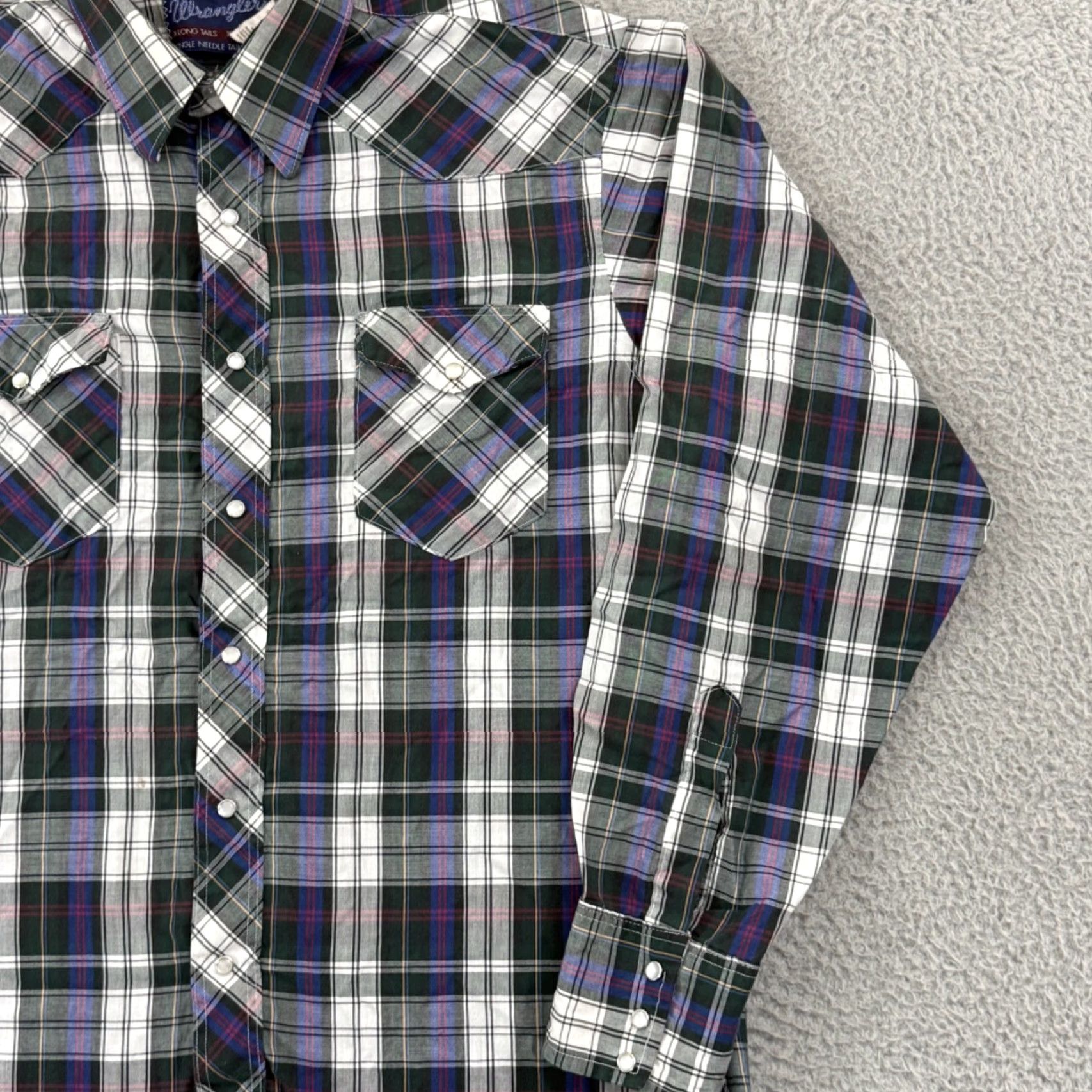 Wrangler VINTAGE Wrangler Shirt Men Large Plaid Long Sleeve 90s Pearl Snap Western X Long Size US L / EU 52-54 / 3 - 5 Thumbnail