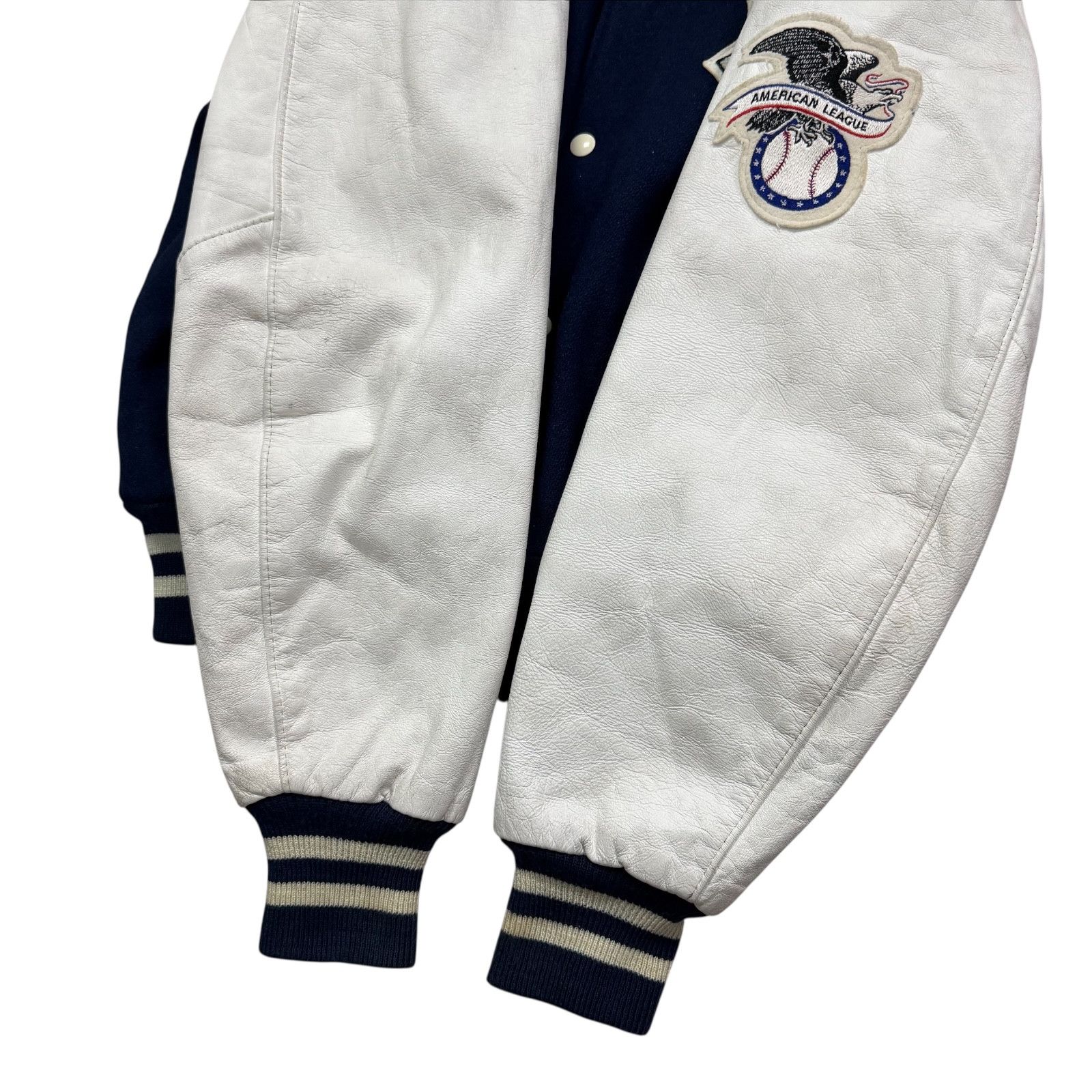 MLB VTG 90s NEW YORK YANKEES DELONG VARSITY JACKET WOOL LEATHER Size US L / EU 52-54 / 3 - 9 Thumbnail