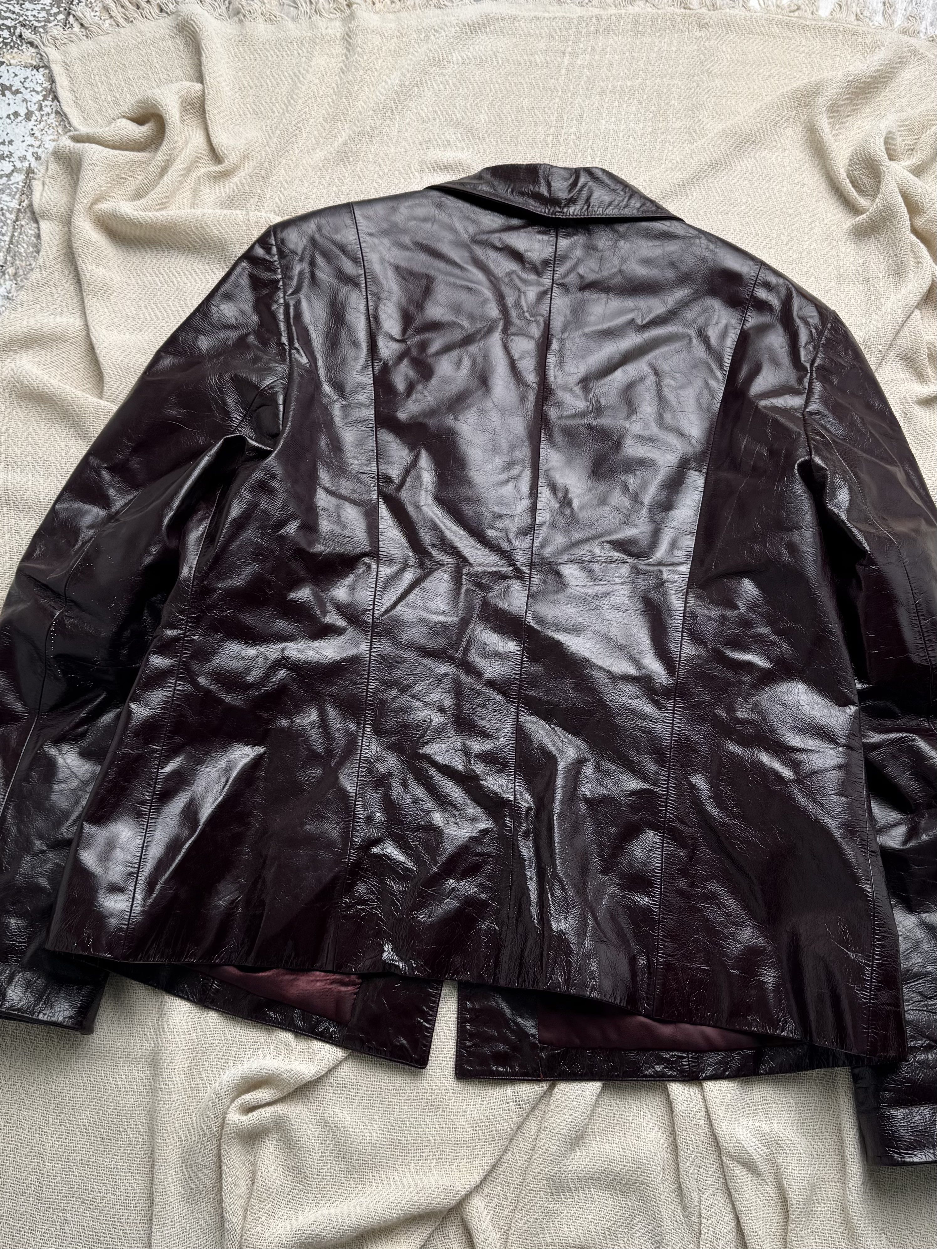 Vintage Vintage Burgundy Leather Jacket Button Front Tailored Size XL / US 12-14 / IT 48-50 - 10 Thumbnail