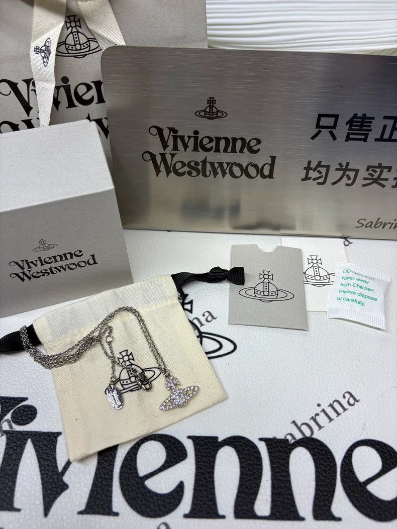 Vivienne Westwood Vivienne Westwood Graceful full diamond necklace-Silver Size ONE SIZE - 2 Thumbnail