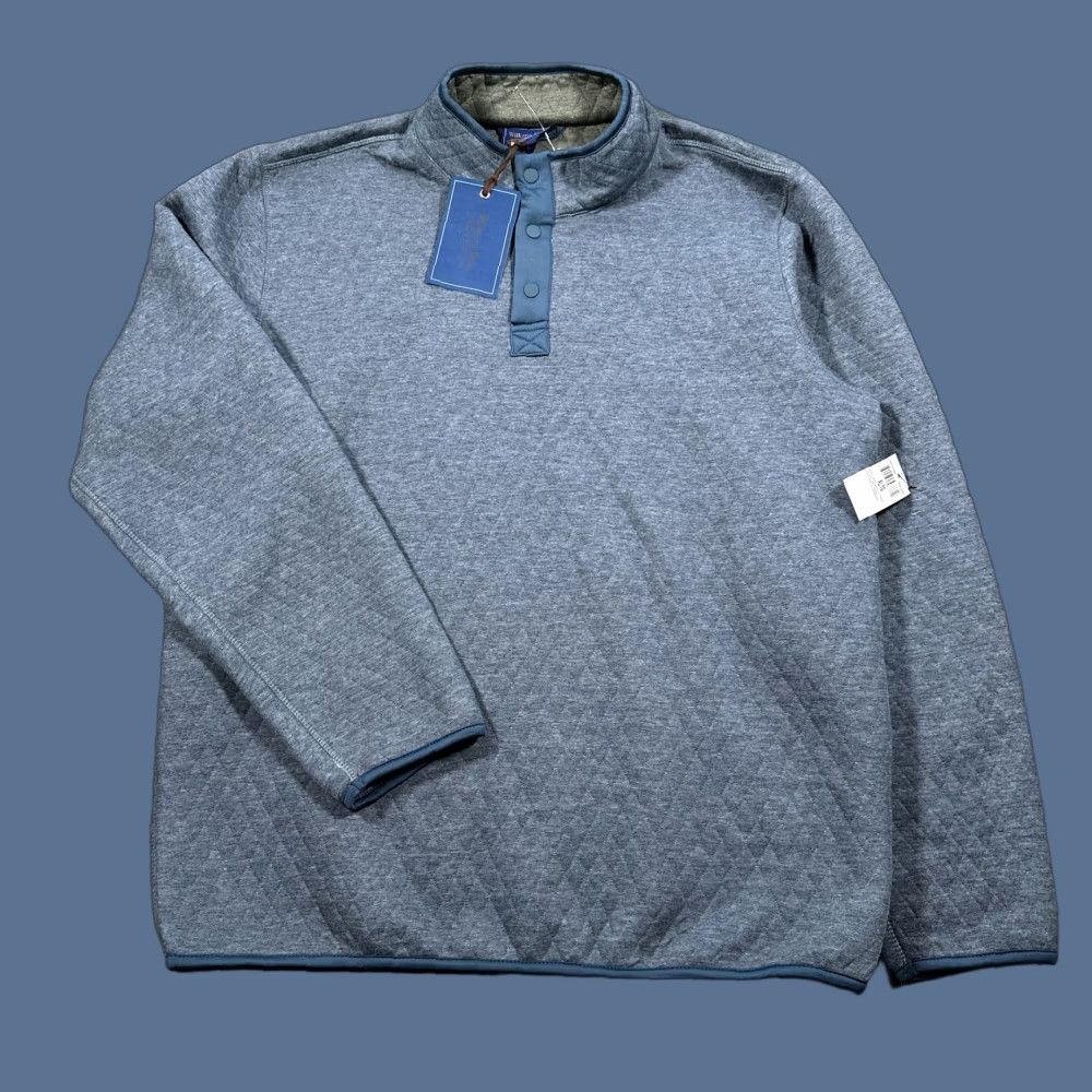 Vintage Wilkens Bros Sweater Mens XL Heritage Collection Quilted Pullover Knit Blue Argyle Diamond Lined Insulated Heavyweight Mock Neck Size US XL / EU 56 / 4 - 1 Thumbnail