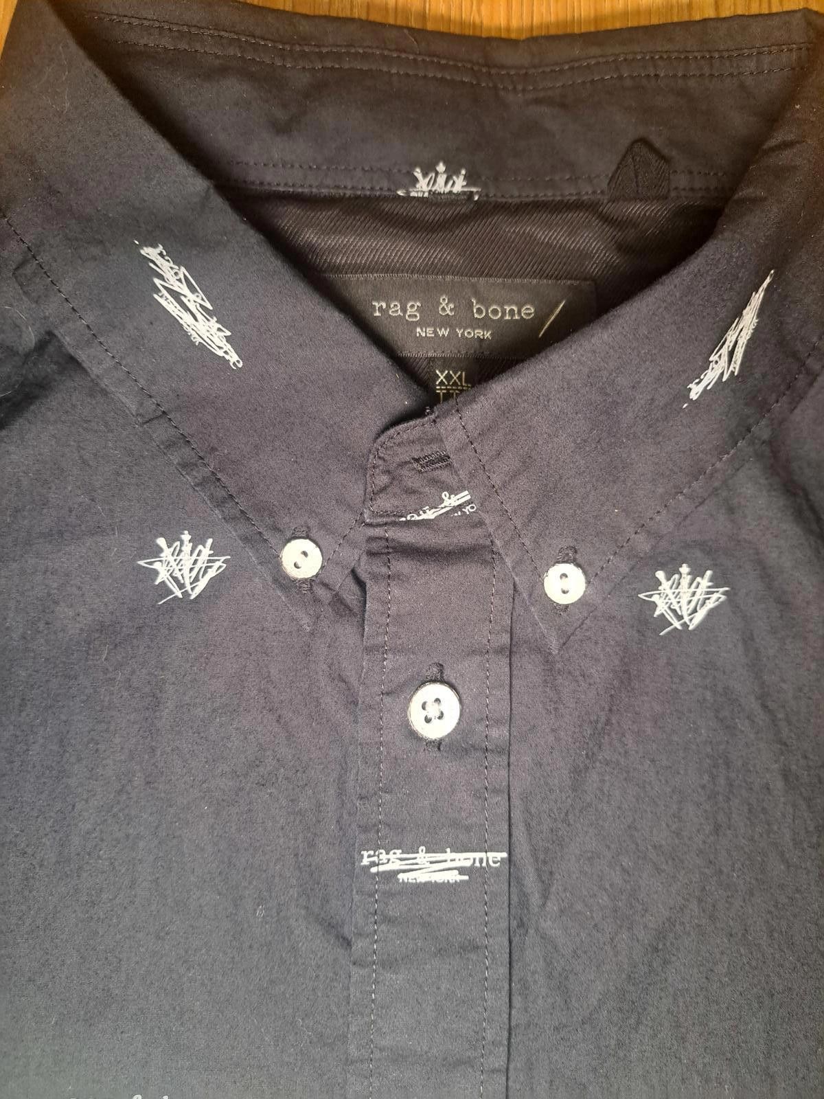 Rag & Bone Rag & Bone Button Up Shirt Mens XXL Black Logo Cotton Size US XXL / EU 58 / 5 - 5 Thumbnail