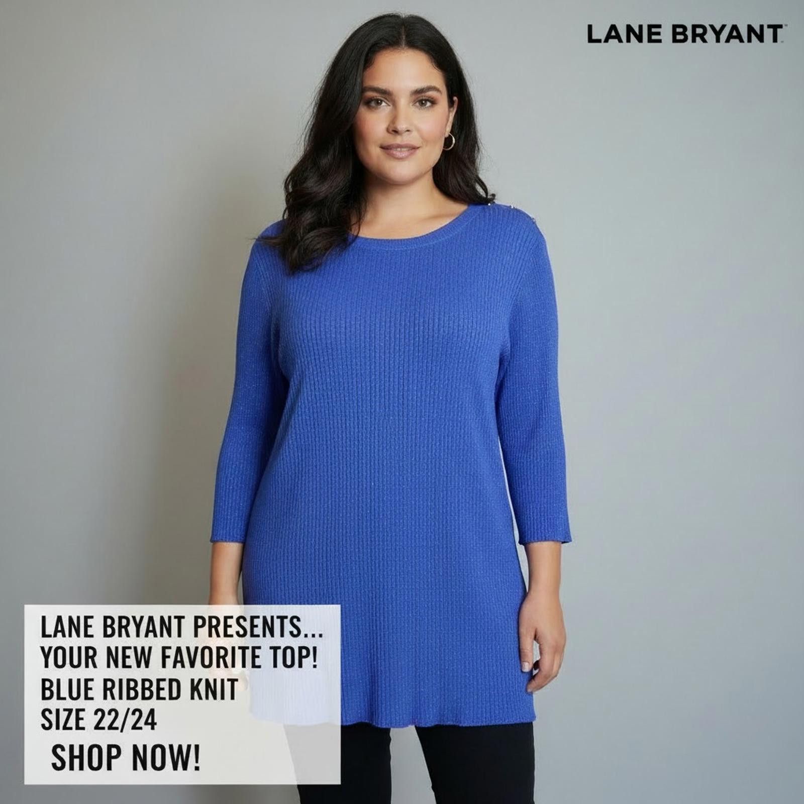 Other Lane Bryant Blue Ribbed Knit Top Size 22/24 Size 3XL / US 20-22 - 1 Thumbnail