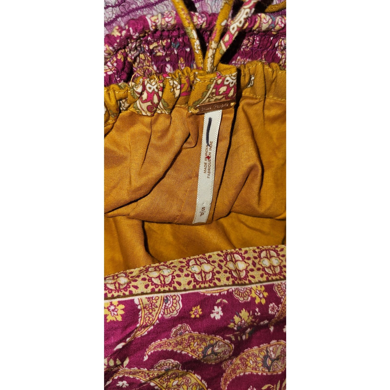 Free People New FREE PEOPLE Bali Albright Jumpsuit $148 SMALL Gold Combo Size 28" / US 6 / IT 42 - 6 Thumbnail
