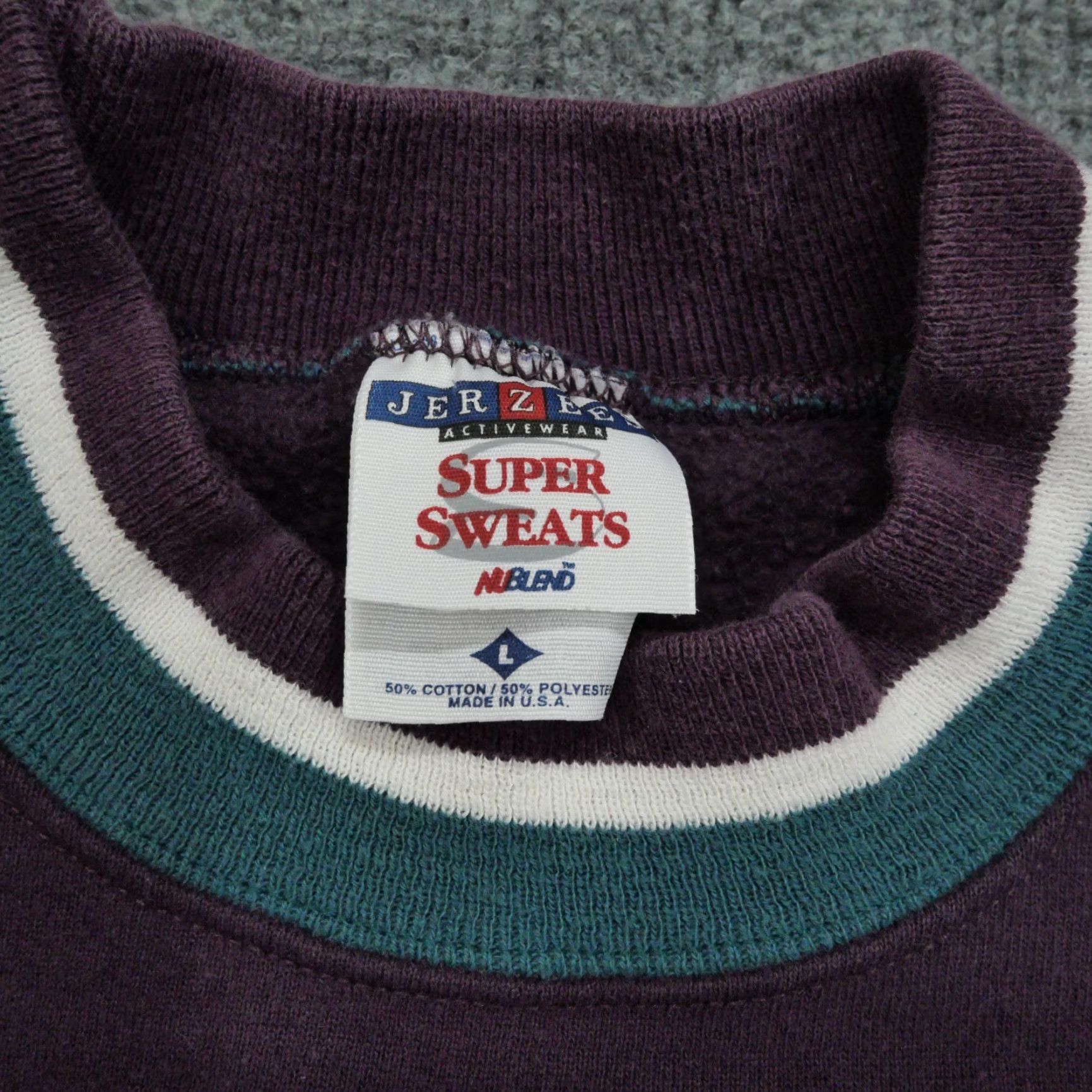 Jerzees VINTAGE Jerzees Sweatshirt Mens Large Purple Pullover 90s Crew Neck Logo Embroidery Size US L / EU 52-54 / 3 - 5 Thumbnail