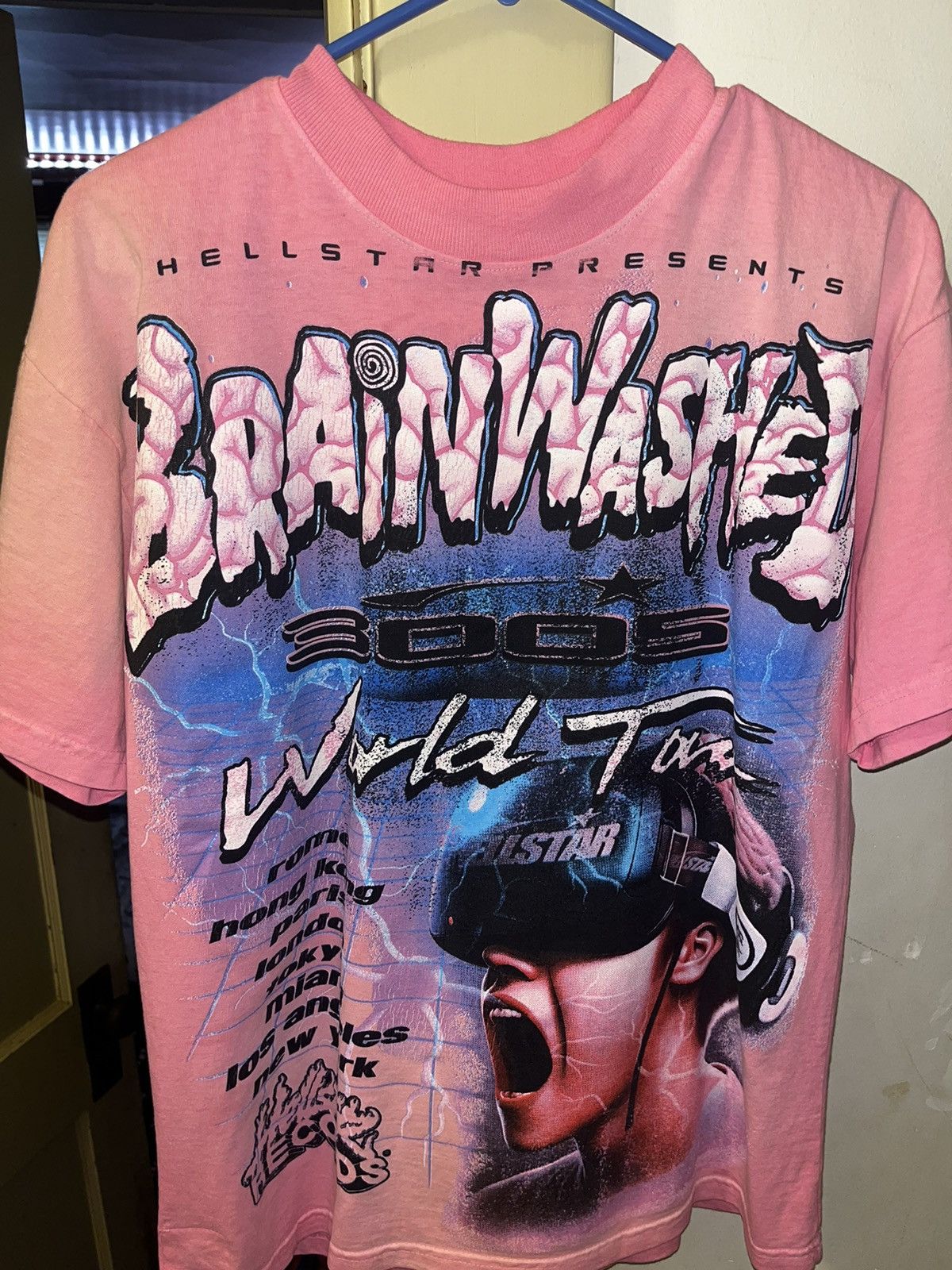 image of Brainwashed Hellstar T-Shirt in Pink, Men's (Size Small)