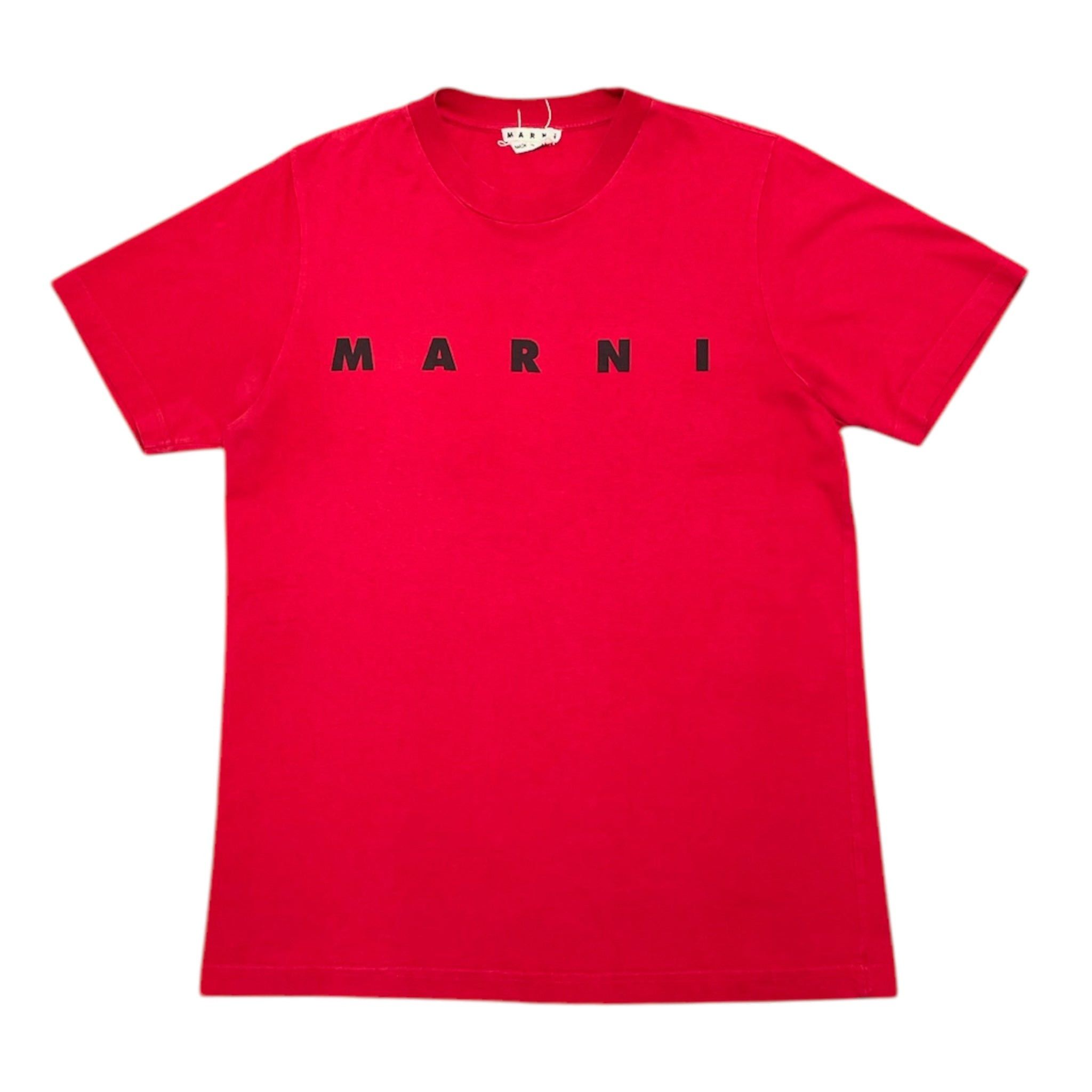 Red boxy T-shirt with Marni Scribbled logo | Marni