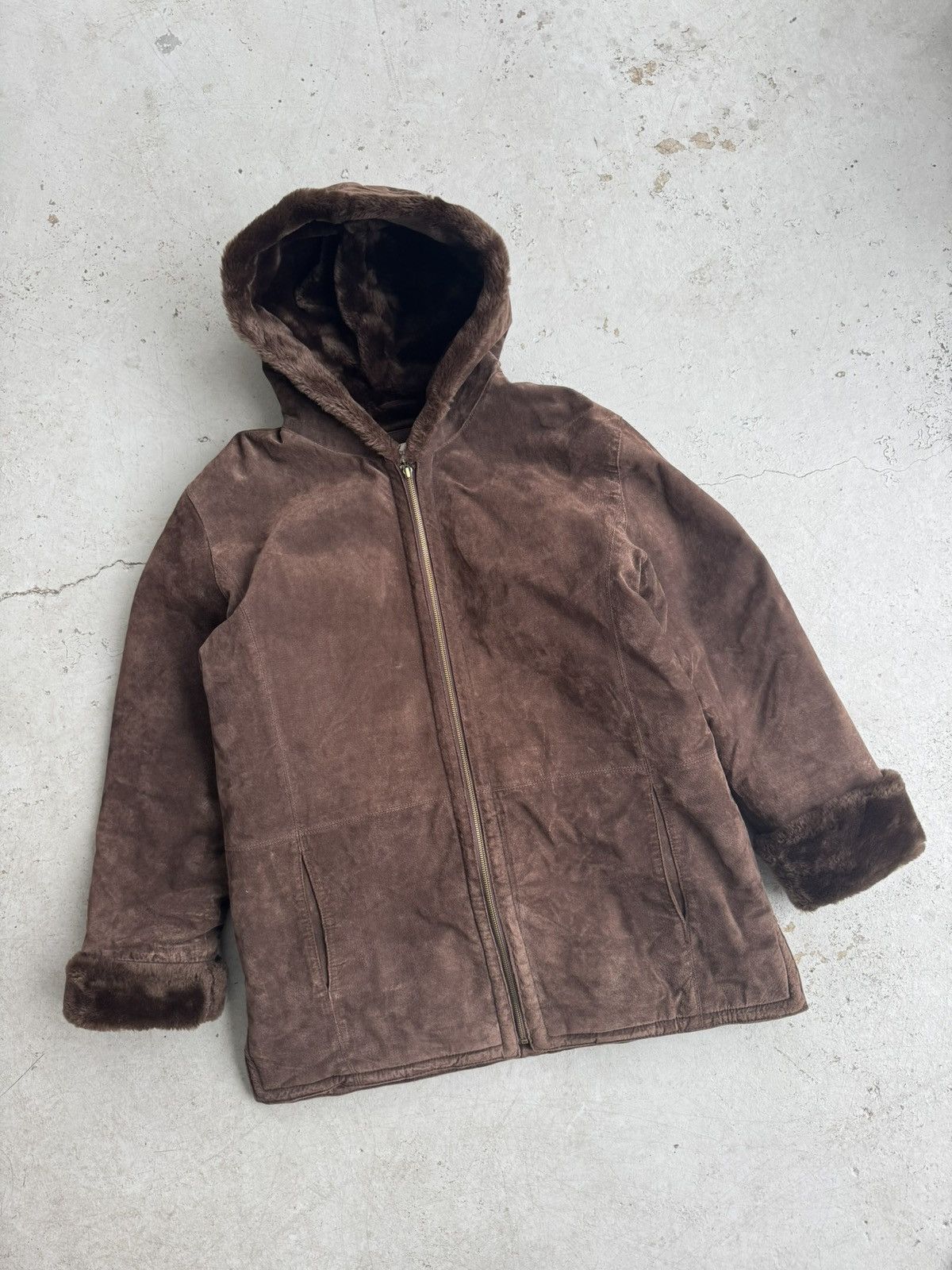 St. Johns Bay Vintage St. John’s Bay Full Zip Mocha Fur Lined Faded Jacket Size US L / EU 52-54 / 3 - 2 Thumbnail