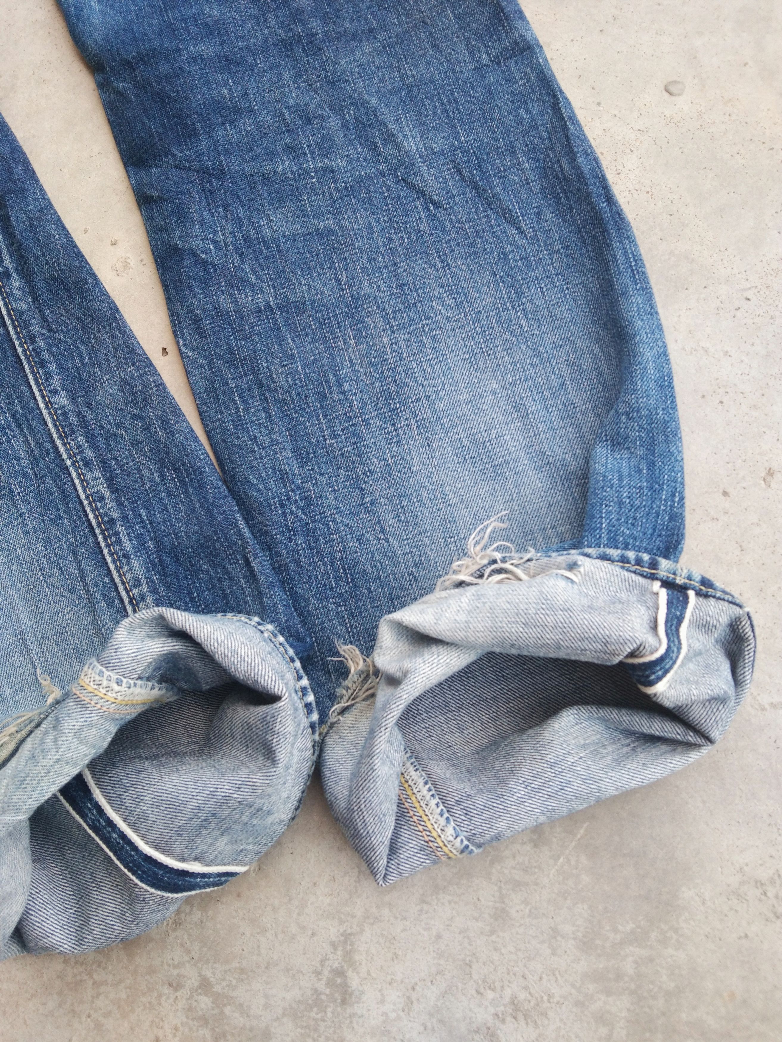 Full Count & Co. Vintage Full Count Selvedge Distressed Redline Jeans 29x31 Size US 29 - 3 Thumbnail