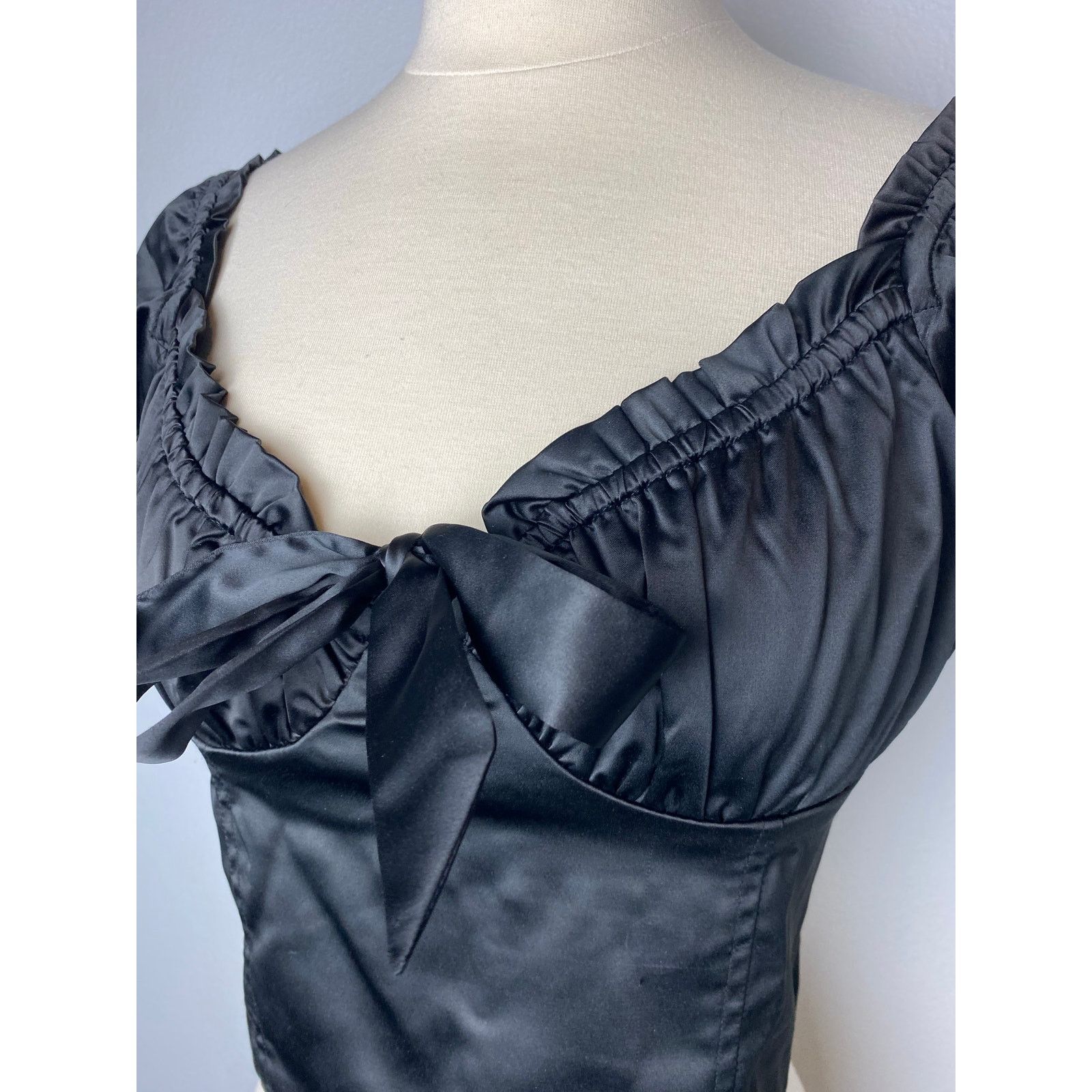 Pacsun LA Hearts Romantic Black Satin Sweetheart Top, Sz Small Size S / US 4 / IT 40 - 2 Thumbnail