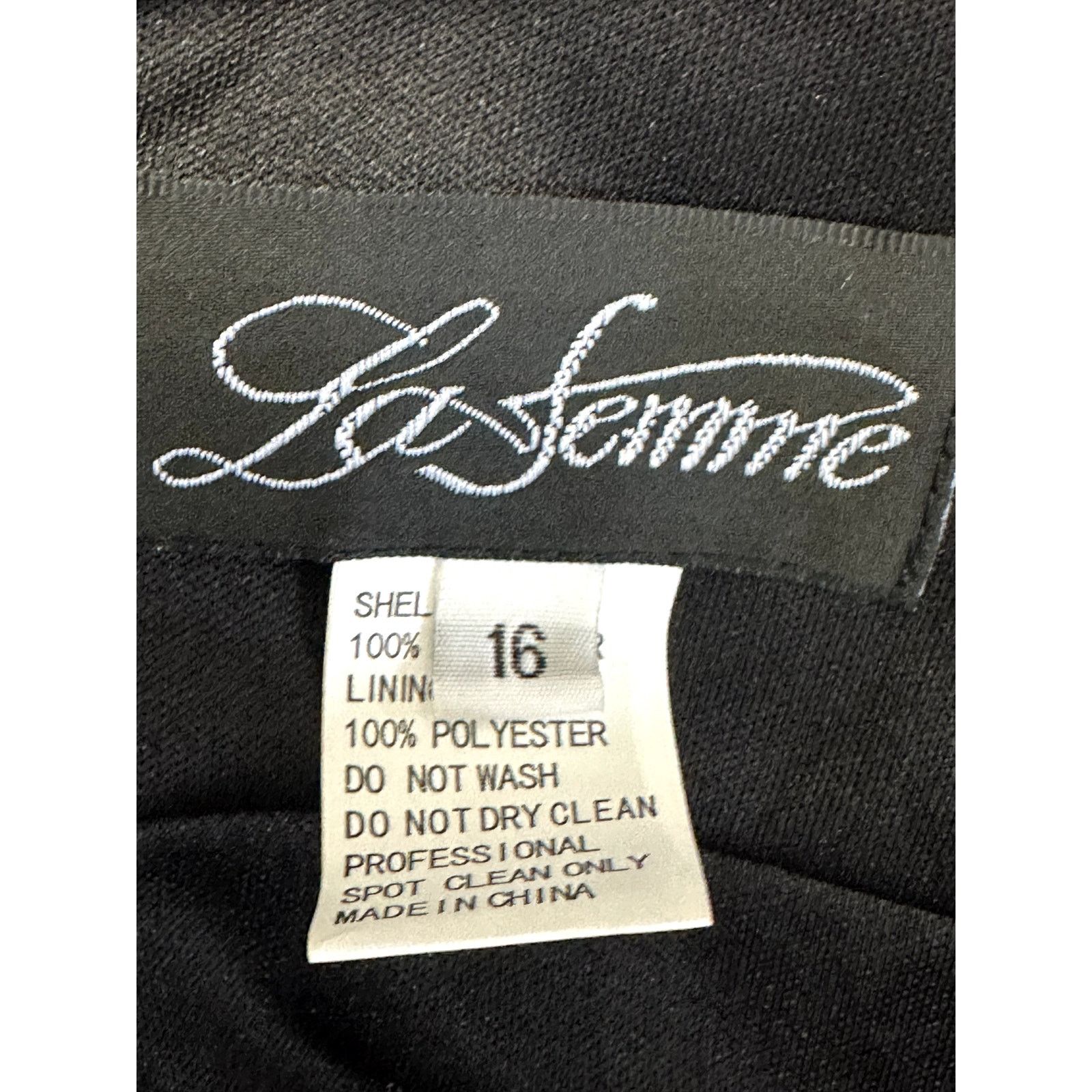 Other La Femme Formal Maxi Gown Deep V-Neck Sleeveless Black 16 Size XXL / US 16-18 / IT 52-54 - 8 Thumbnail