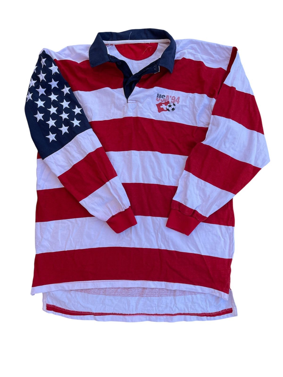 Vintage 1994 USA Fifa World Cup American Flag Long sleeve polo Size US L / EU 52-54 / 3 - 1 Thumbnail