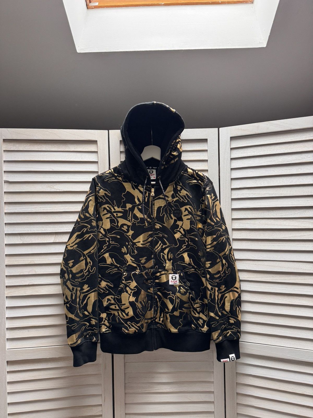 Men’s Casual AAPE Hoodie Black Gold