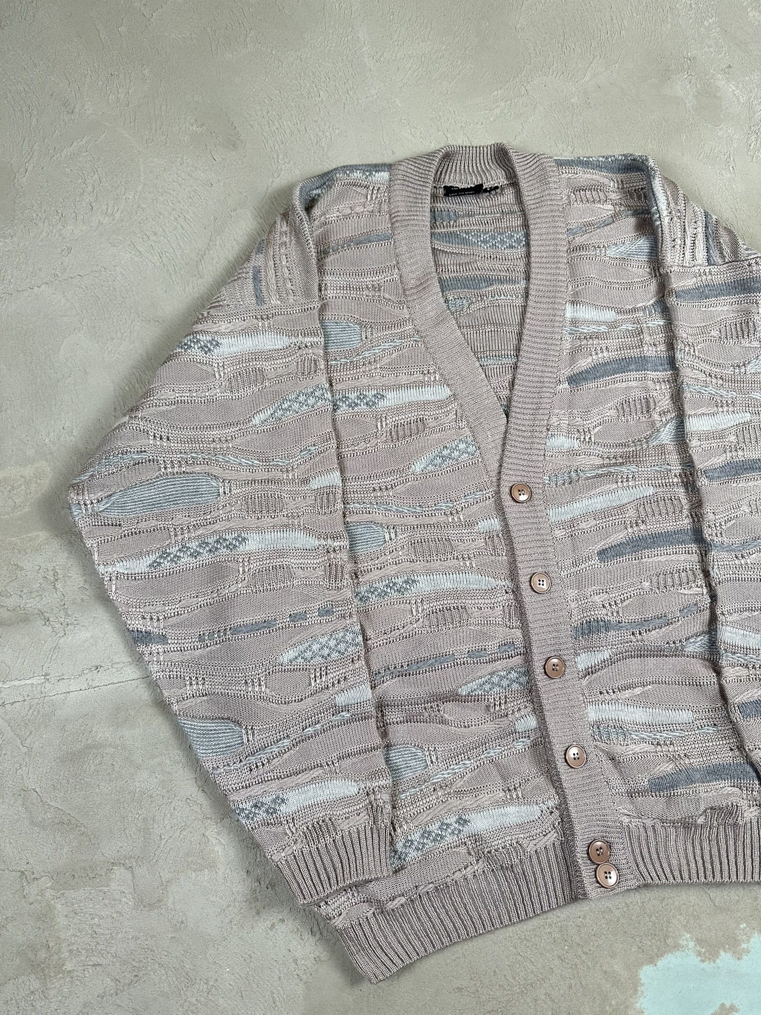 Vintage 80s Vintage 3D Cable Boxy Cardigan Sweater Size US L / EU 52-54 / 3 - 2 Thumbnail