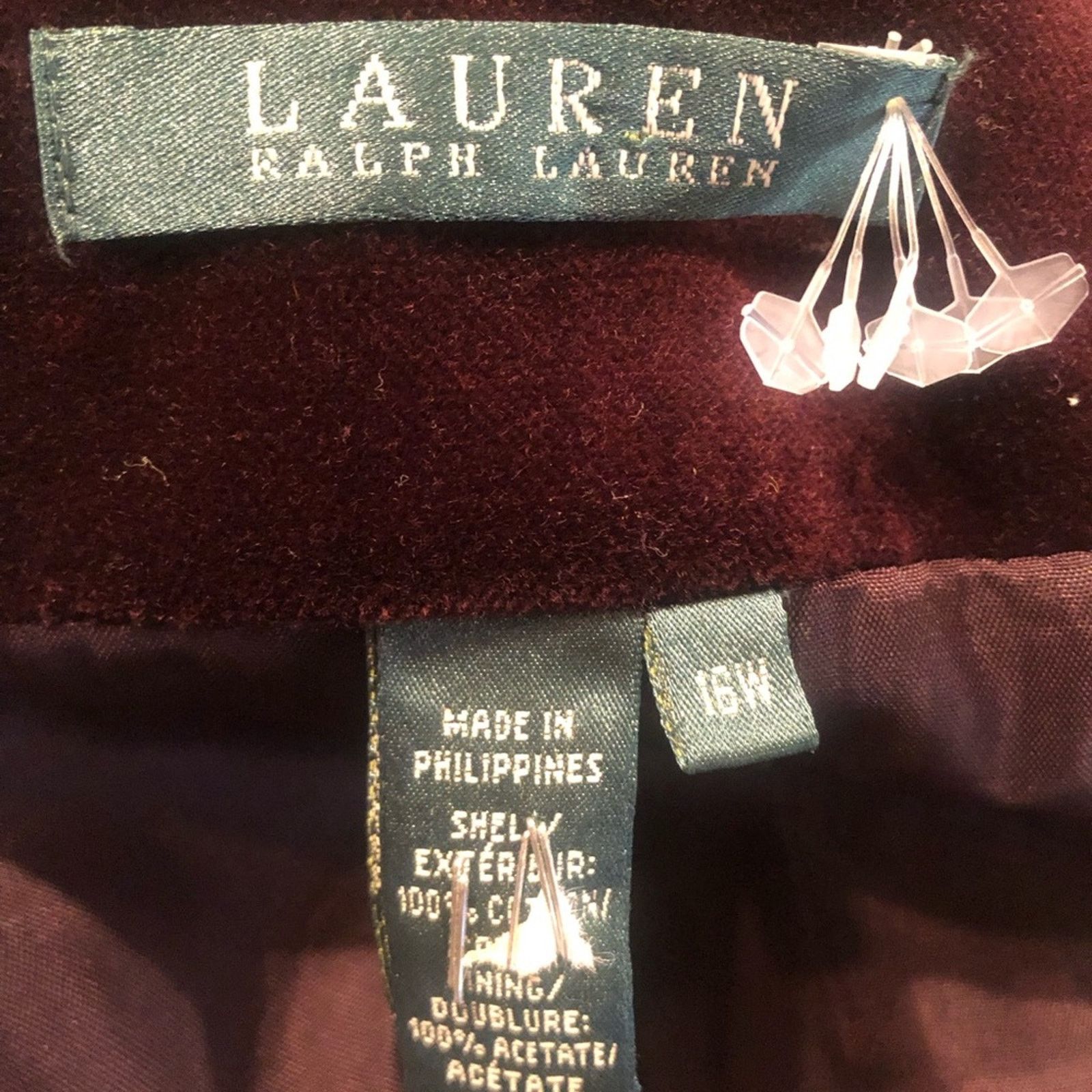 Polo Ralph Lauren Velvet blazer Jacket. Button down high neck. Size XL / US 12-14 / IT 48-50 - 10 Thumbnail