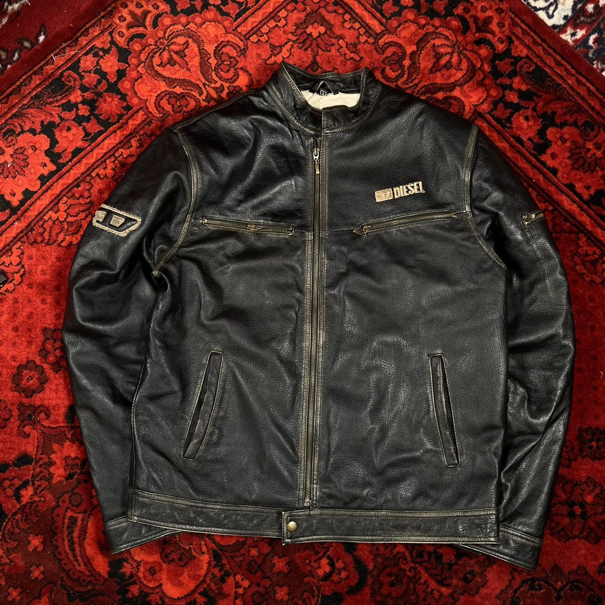 Vintage Street style Y2K oversized Diesel Leather Jacket