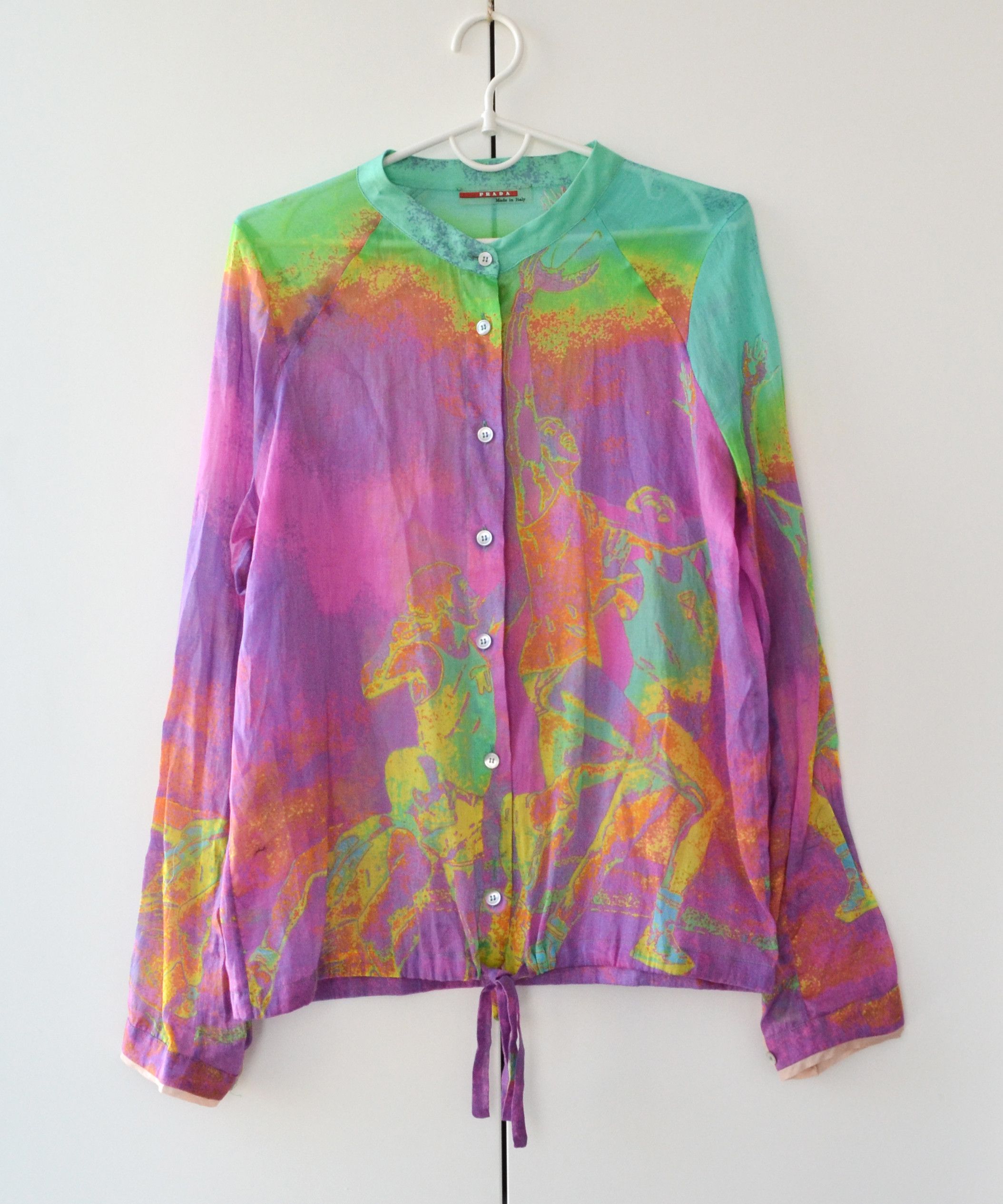 Prada 🔴 PRADA Shirt Long Sleeve Print Multicolor Acid Blouses Size S / US 4 / IT 40 - 2 Thumbnail