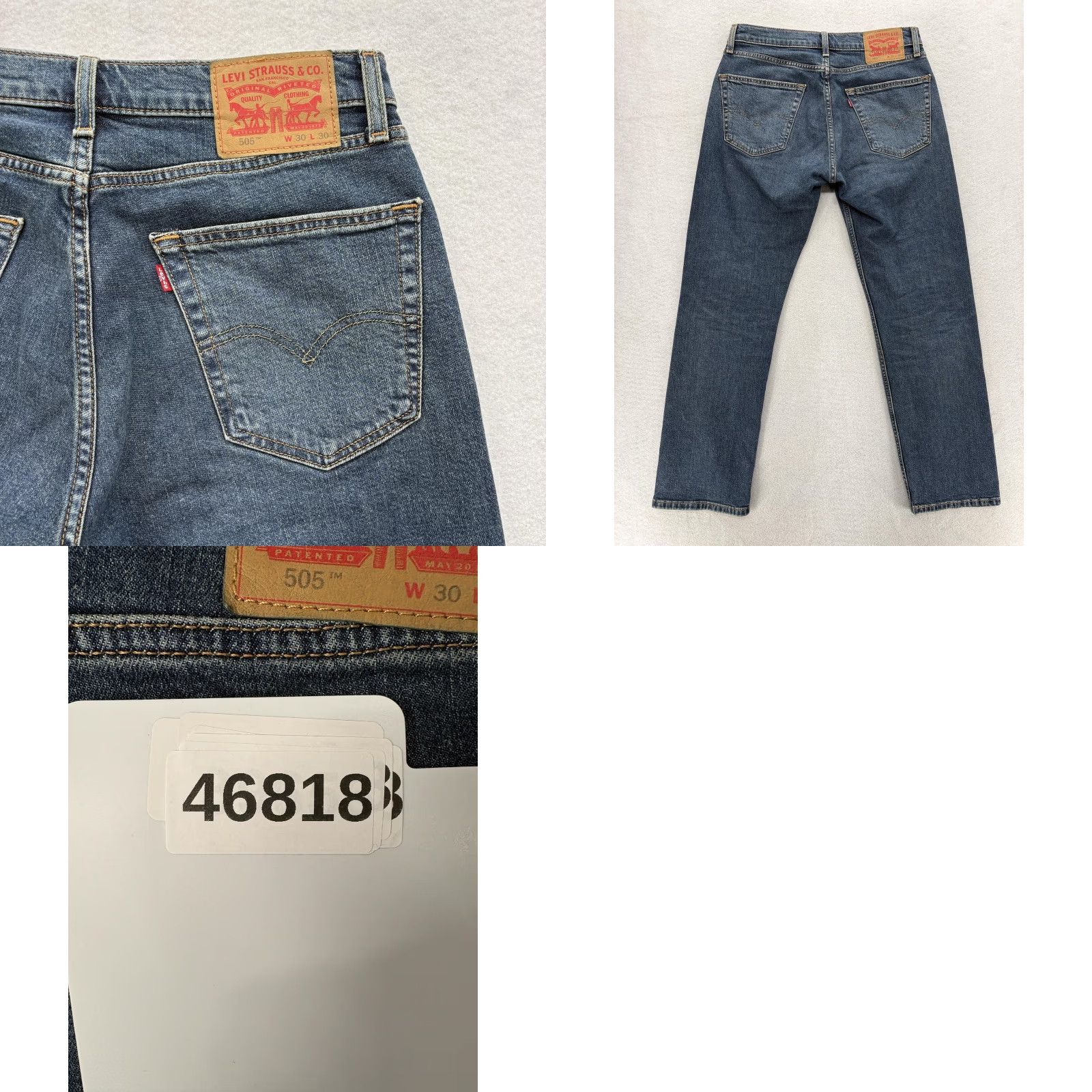 Levi's Levi's 505 Jeans Mens 30x30 Blue Regular Straight Leg Stretch Denim Medium Wash Size US 30 / EU 46 - 9 Thumbnail