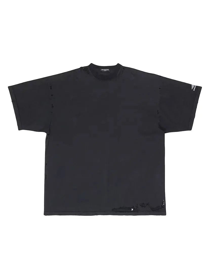 Balenciaga o1w1db10125 3B Sports Icon Repaired T- Shirt Oversized Black Size US L / EU 52-54 / 3 - 2 Thumbnail