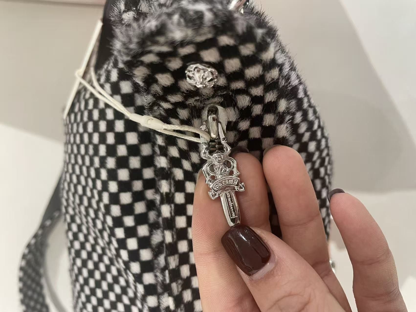 Chrome Hearts Chrome Hearts Cross Patch Pony Hair Checkerboard Lyon Bag Size ONE SIZE - 9 Thumbnail