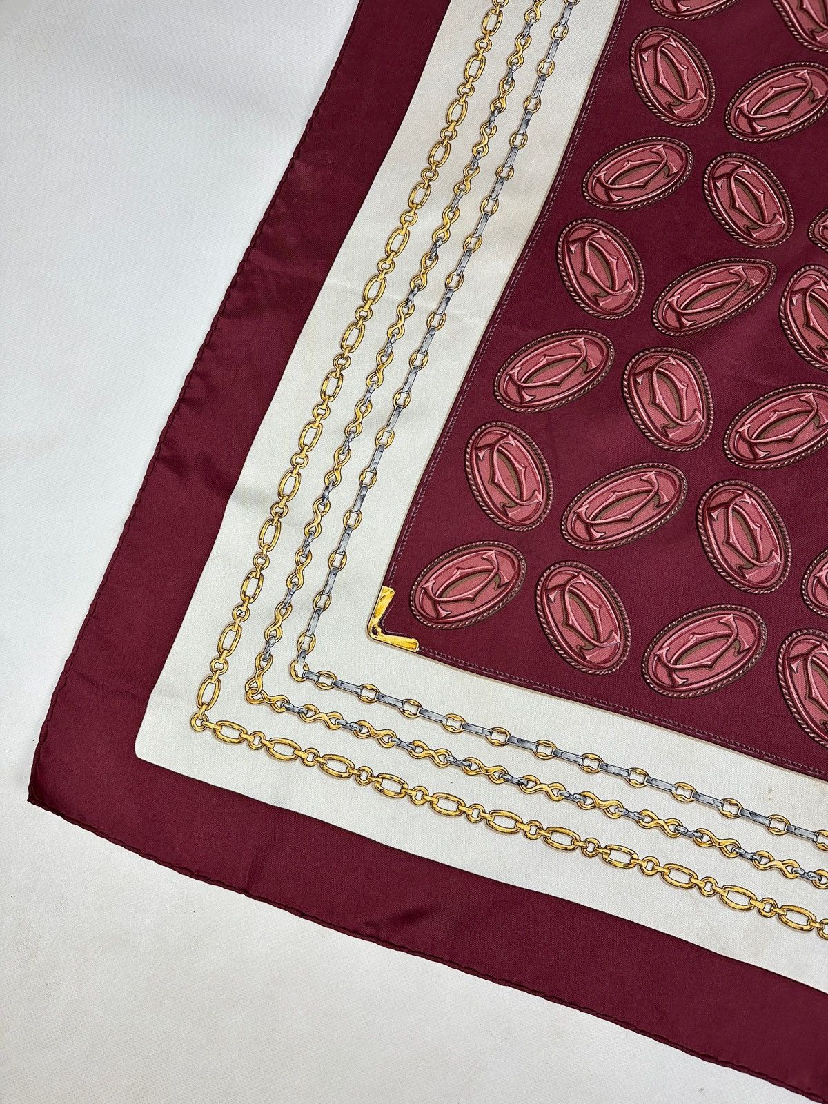 Cartier Vintage Must De Cartier Monogram Silk Scarf Size ONE SIZE - 5 Thumbnail