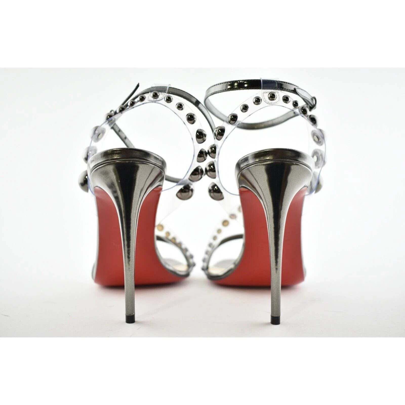 Christian Louboutin Corinetta 100 Gunmetal Patent Strap Sandal Heel Pump 37 Size US 7 / IT 37 - 8 Thumbnail