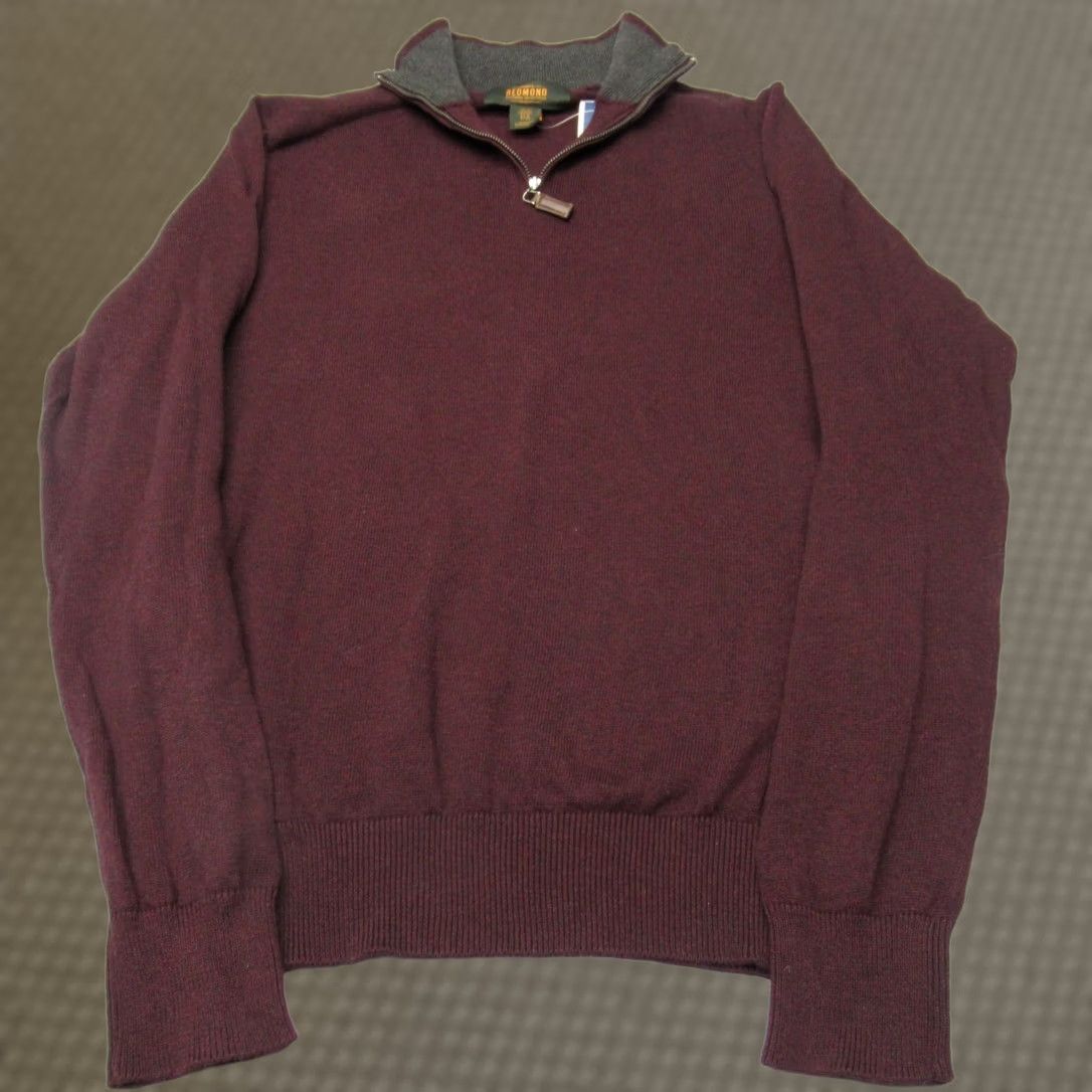 Vintage Redmond Sweater Men Medium Burgundy Collared Mock 1/4Zip Knit Soft Midweight NEW Size US M / EU 48-50 / 2 - 1 Thumbnail