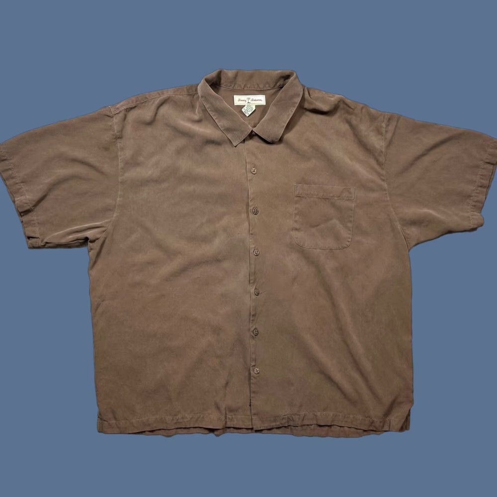 Tommy Bahama VINTAGE Tommy Bahama Button-Up Shirt SS 2XL Silk Brown Embroidered Casual Party/Cocktail Travel Mens Size US XXL / EU 58 / 5 - 1 Thumbnail