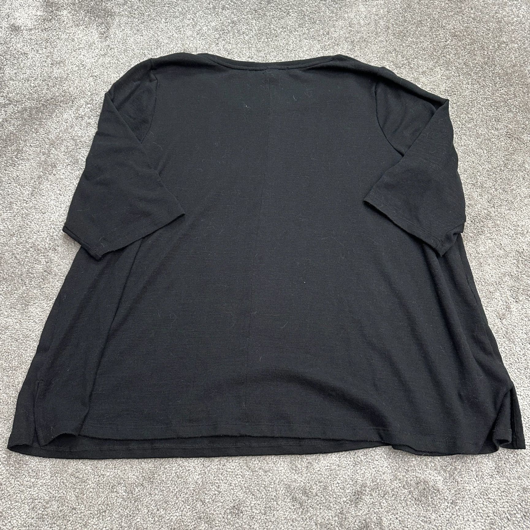 Vintage Catherines Blouse Shirt Tunic 3X Womens Black Round Neck 3/4 Sleeve Knit Polyester Rayon Spandex Casual Workwear Womens Size XXL / US 16-18 / IT 52-54 - 2 Thumbnail