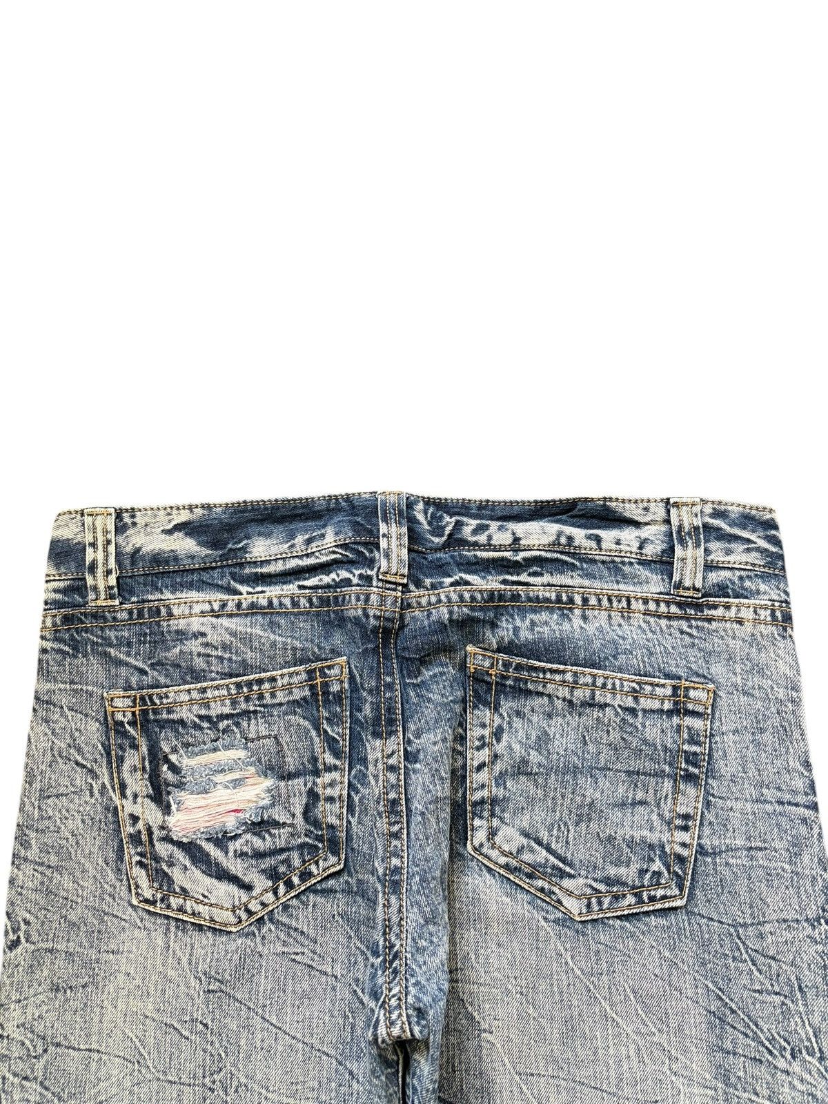 Fubu Vintage Japanese Brand Crack Wash Distress Loose Jeans Size 35" - 4 Thumbnail