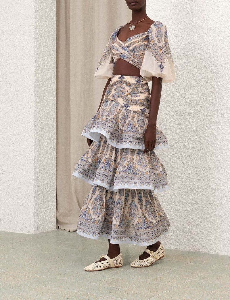 Zimmermann oc11z0226 Tiered Pleated Skirt In Multicolor Size 28" / US 6 / IT 42 - 7 Thumbnail