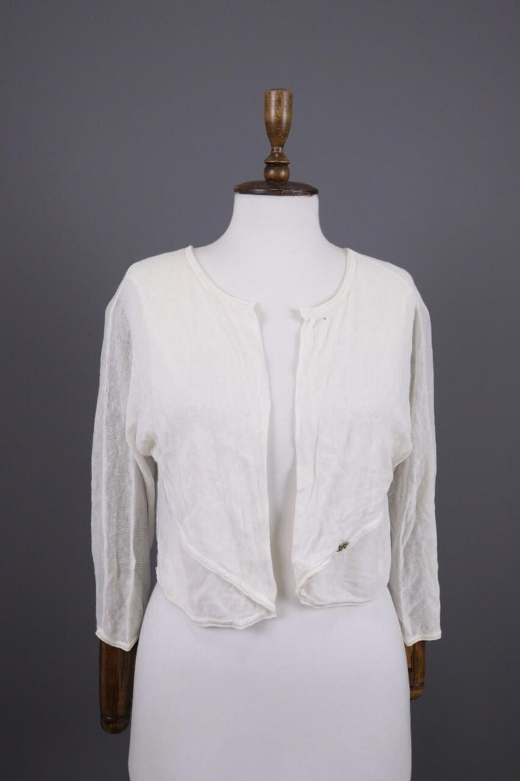 Designer Cop.Copine White Cache Open Lightweight Cardigan Size L Size L / US 10 / IT 46 - 1 Thumbnail